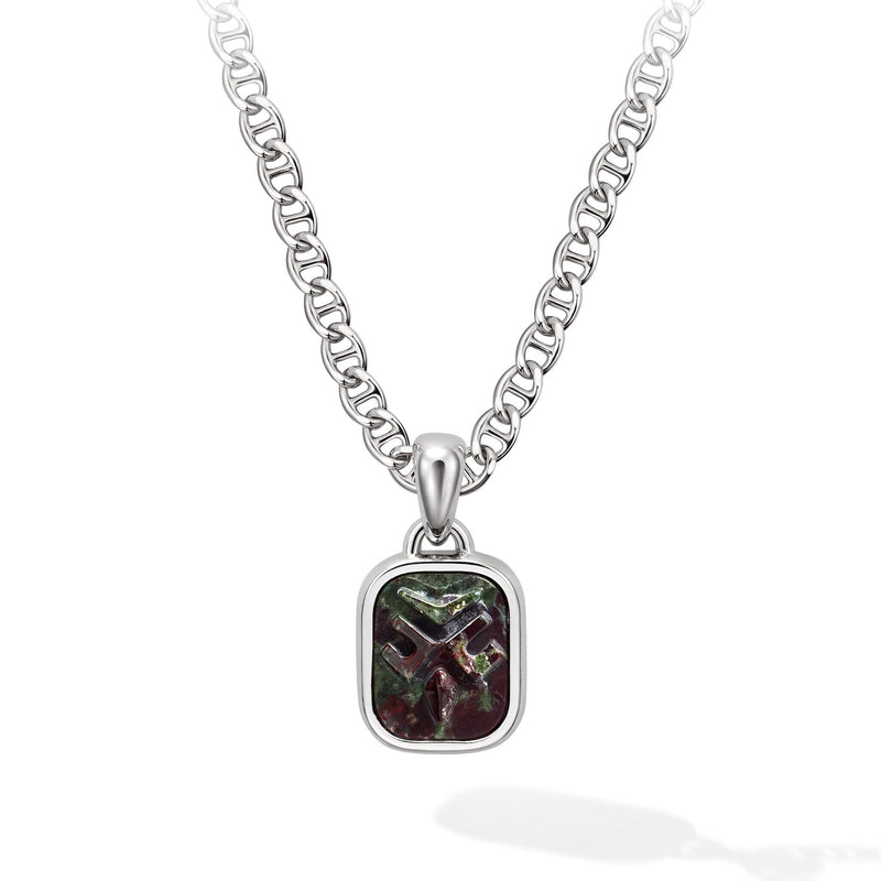 Dragon Blood Jasper Geometric Owl Necklace
