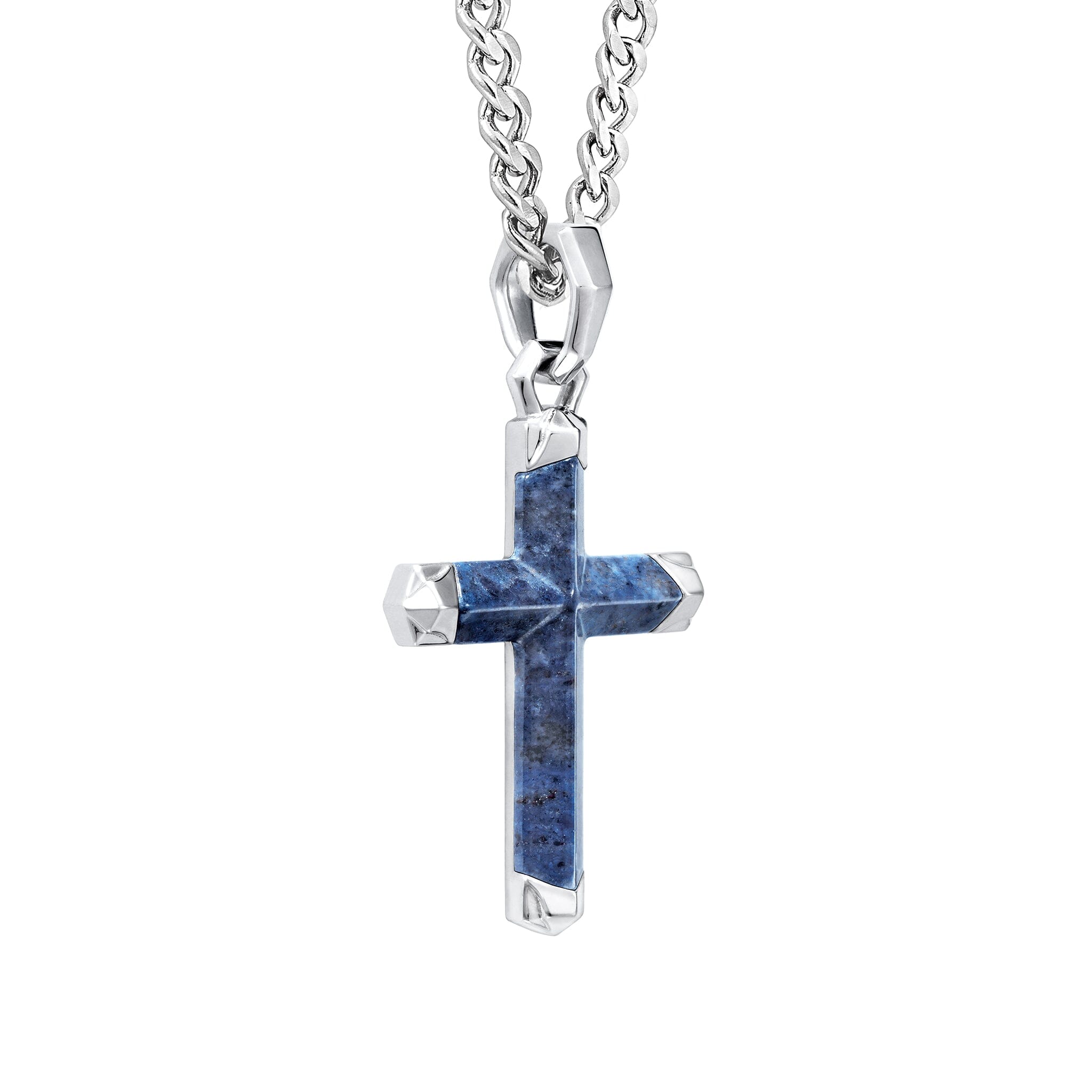 Dumortierite Cross Necklace Necklaces AWNL 