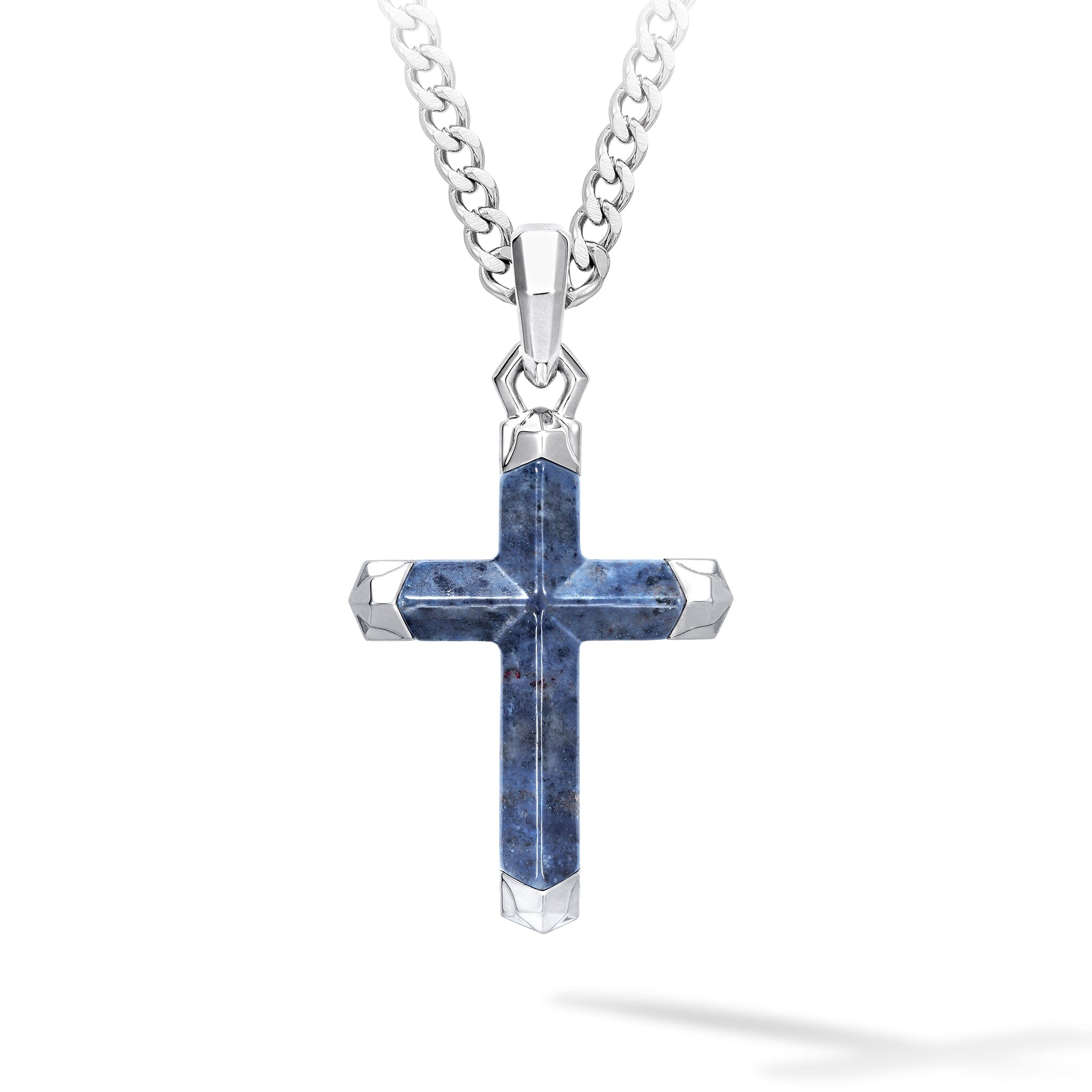 Dumortierite Cross Necklace Necklaces AWNL Stainless Set 55cm 