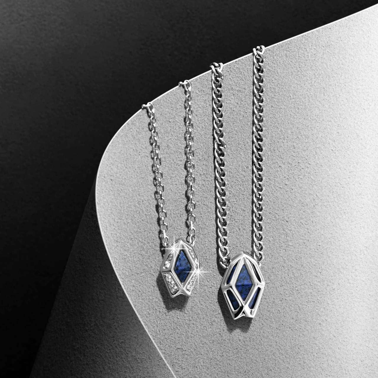 Dumortierite CZ Diamonds Celestium Mini Necklace Necklaces AWNL 