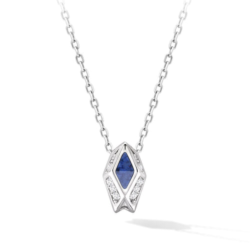 Dumortierite CZ Diamonds Celestium Mini Necklace Necklaces AWNL Stainless Set 47cm 