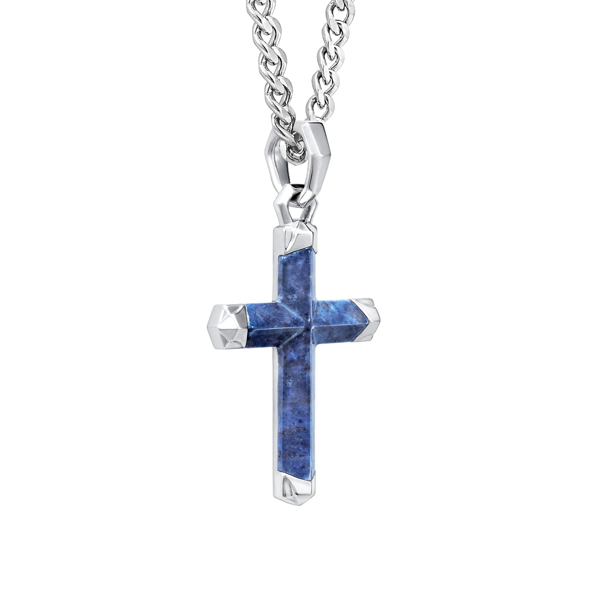 Dumortierite Seagleam Cross Necklace Necklaces AWNL 