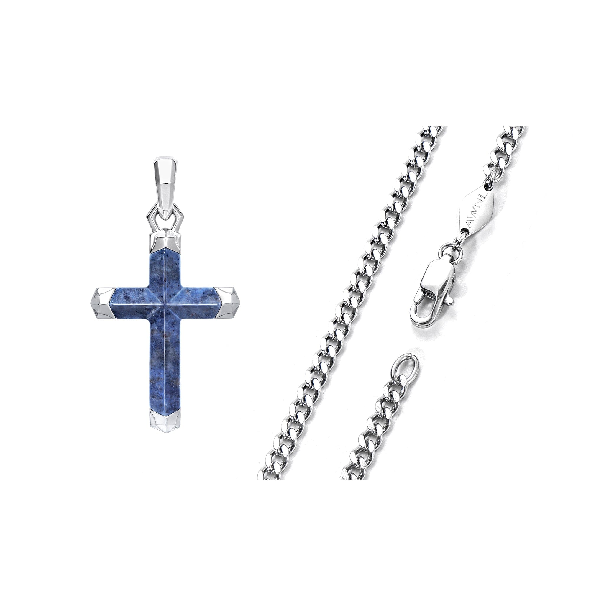 Dumortierite Seagleam Cross Necklace Necklaces AWNL 