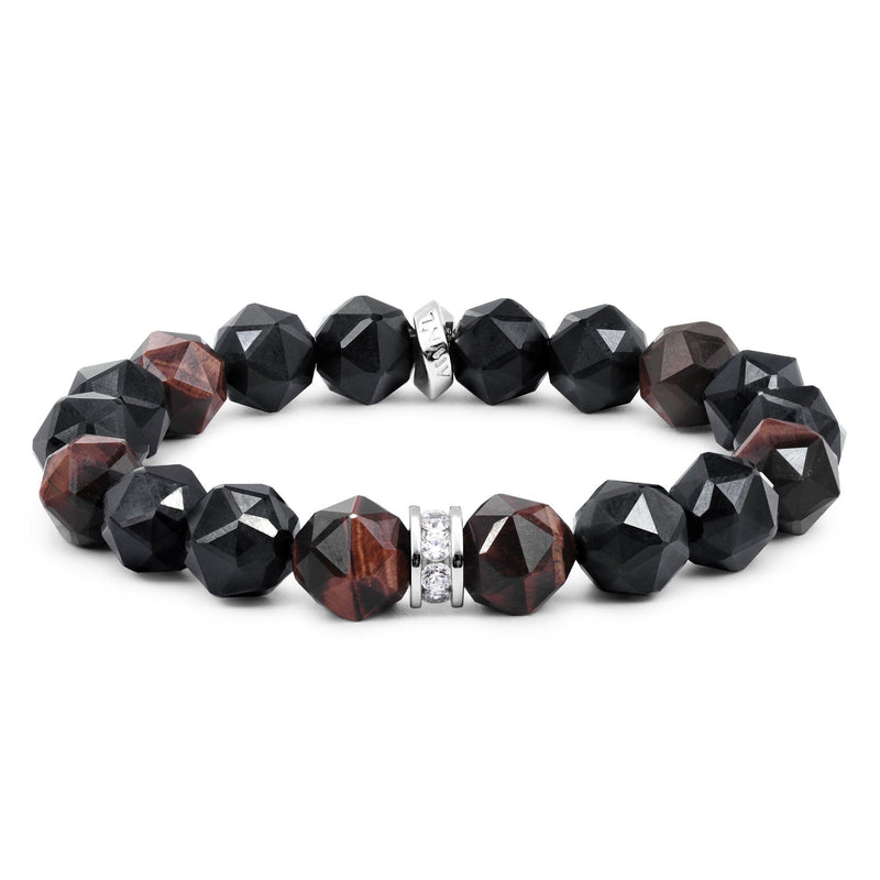 Falcon Bracelet Obsidian & Red Tiger Eye