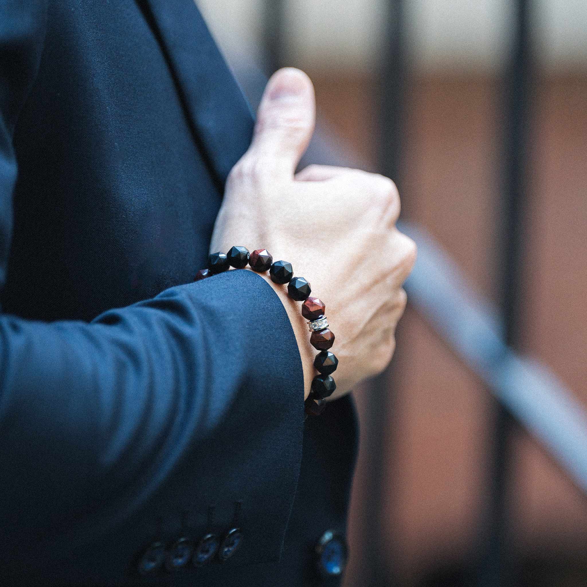Falcon Bracelet Obsidian & Red Tiger Eye Bracelets AWNL 