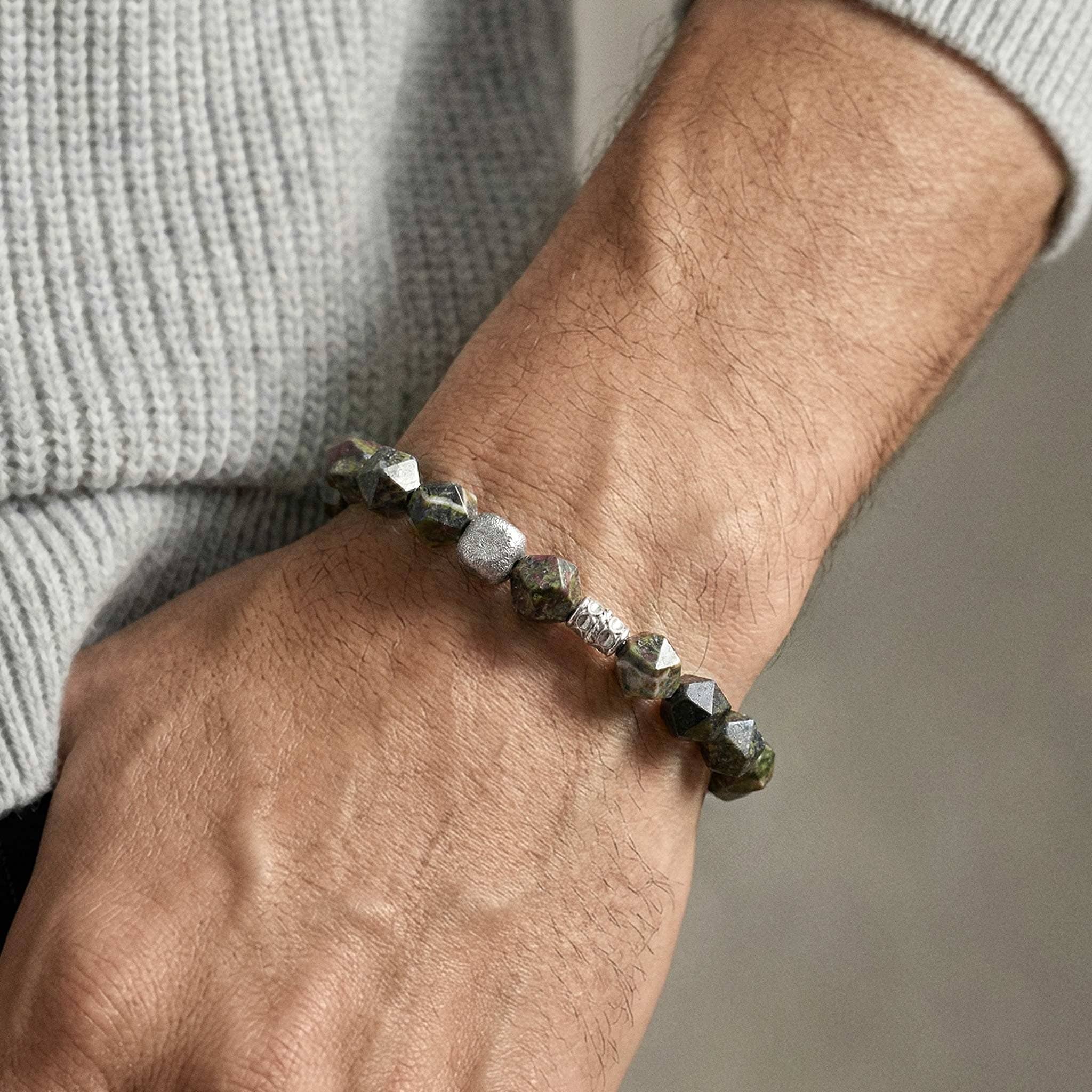 Flex-Lock Bracelet Dragon Blood Jasper & Meteorite Bracelets AWNL 