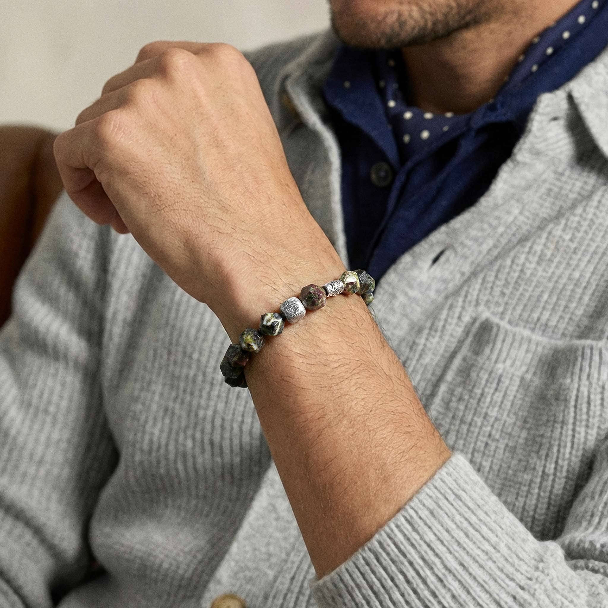 Flex-Lock Bracelet Dragon Blood Jasper & Meteorite Bracelets AWNL 