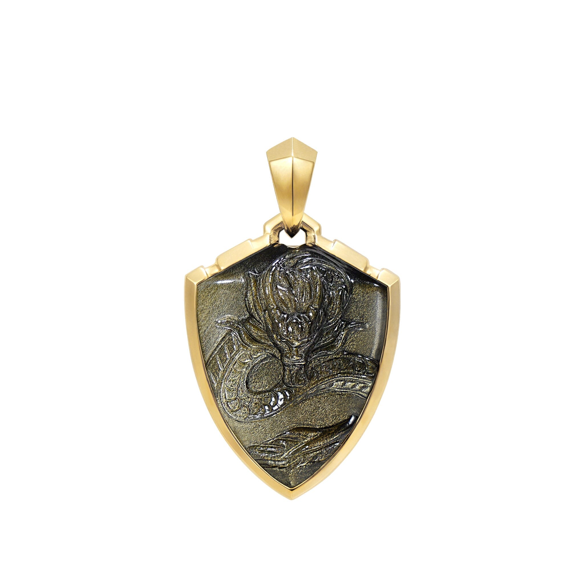 Golden Obsidian Dragon Pendant Necklace Necklaces AWNL Pendant 