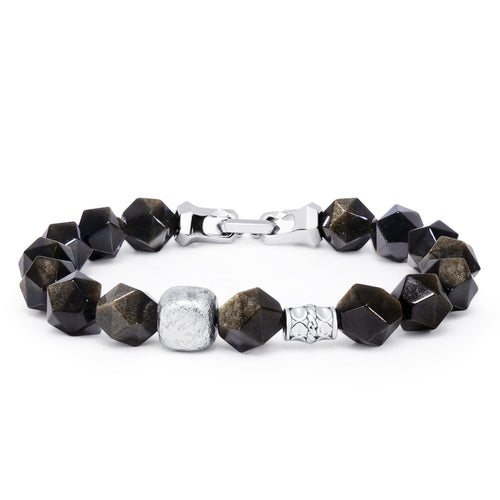 Golden Obsidian & Meteorite Bracelet Bracelets AWNL S 