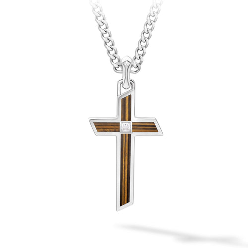 Golden Tiger Eye Edgecast Cross Necklace Necklaces AWNL Stainless Set 55cm 