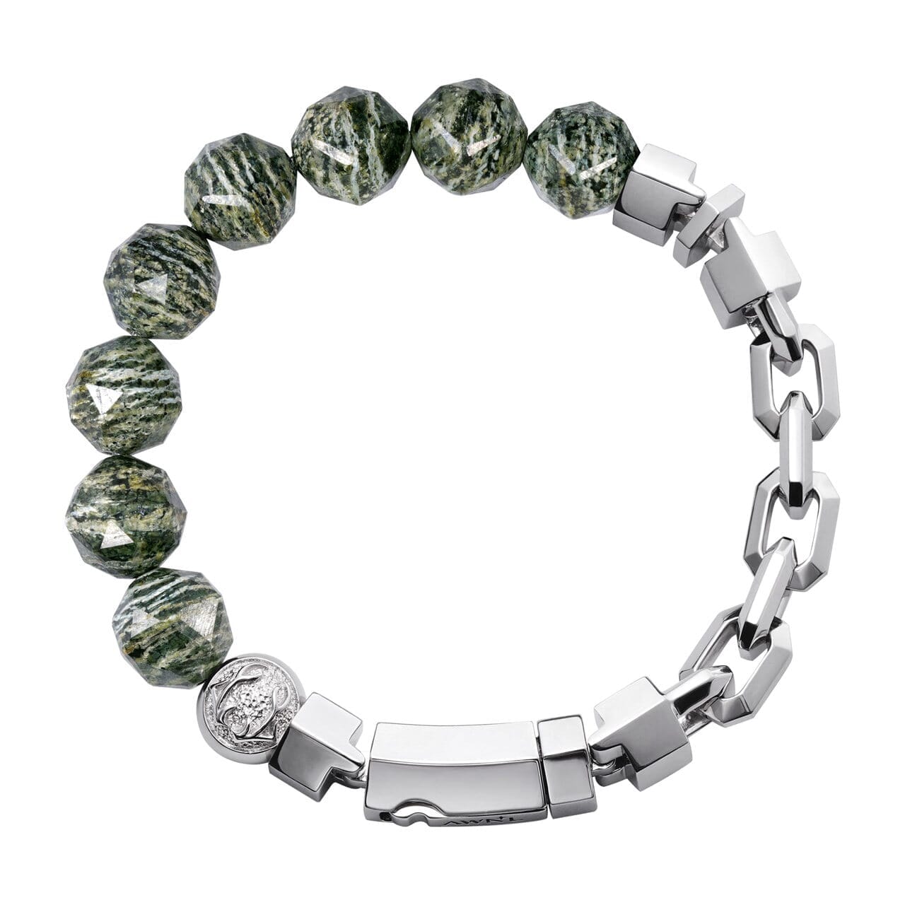 Green Zebra Jasper Half-Chain Bracelet for Men | AWNL Stockholm