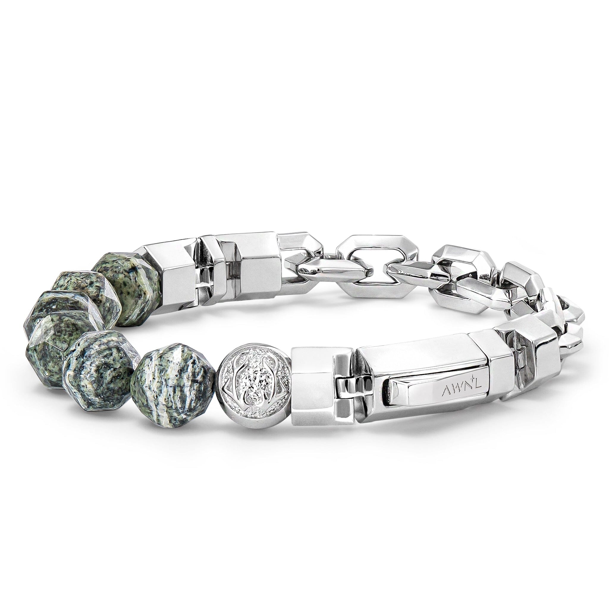 Green Zebra Jasper Half-Chain Bracelet Bracelets AWNL S 
