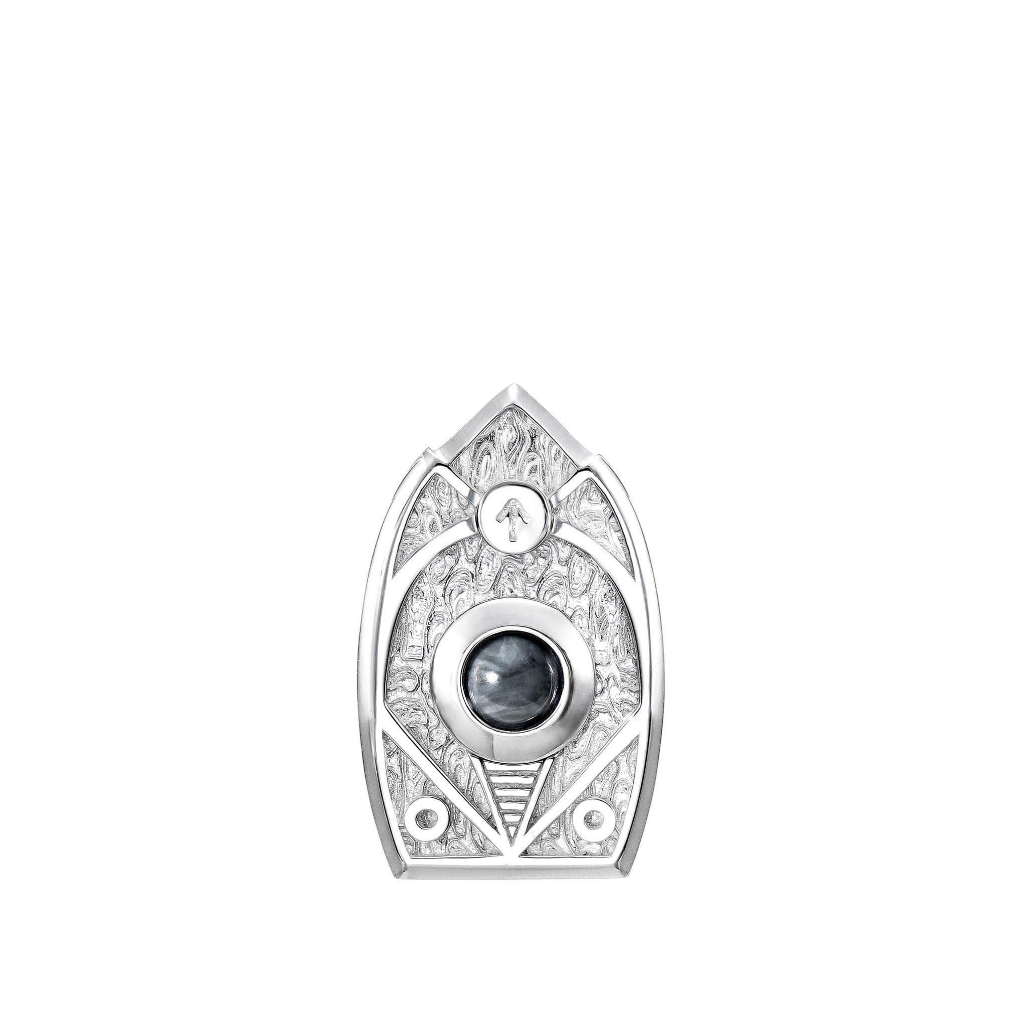Grey Hawk Eye Tiwaz Rune Pendant Necklace Necklaces AWNL 