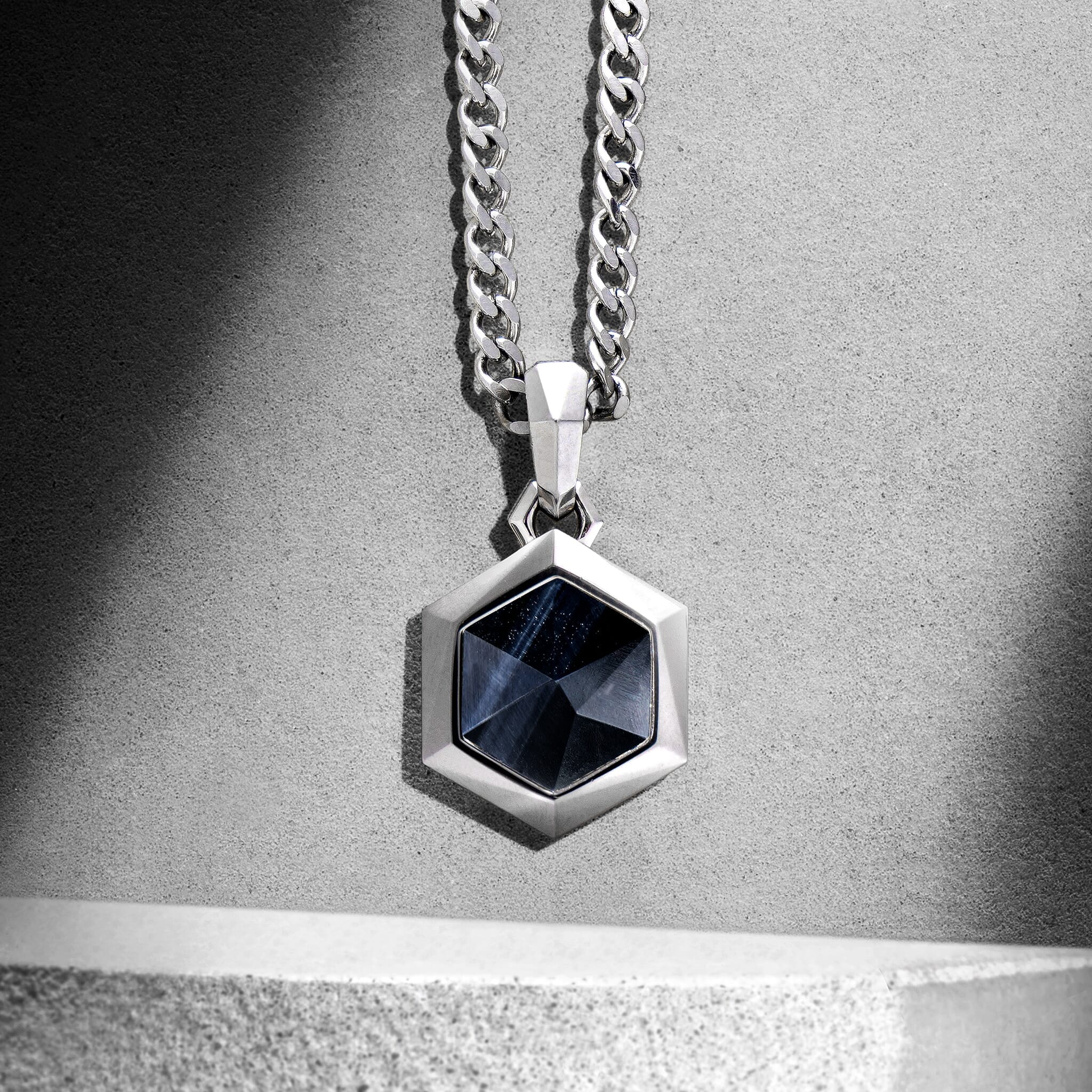 Hawk Eye Hexagonal Necklace Necklaces AWNL 