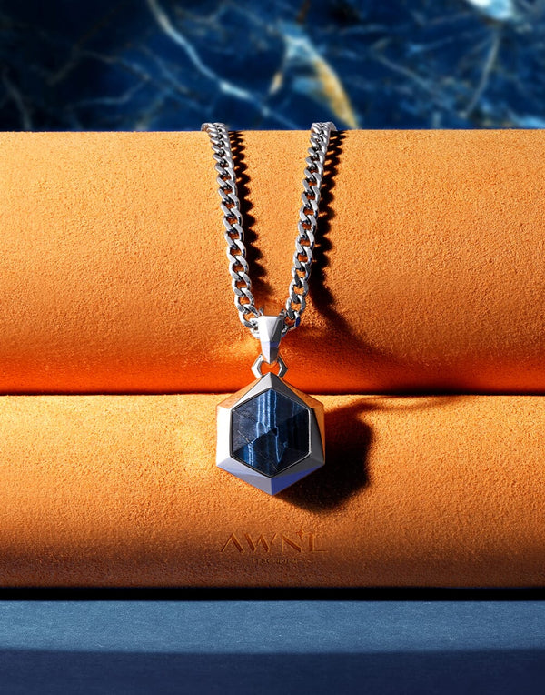 Hawk Eye Hexagonal Necklace