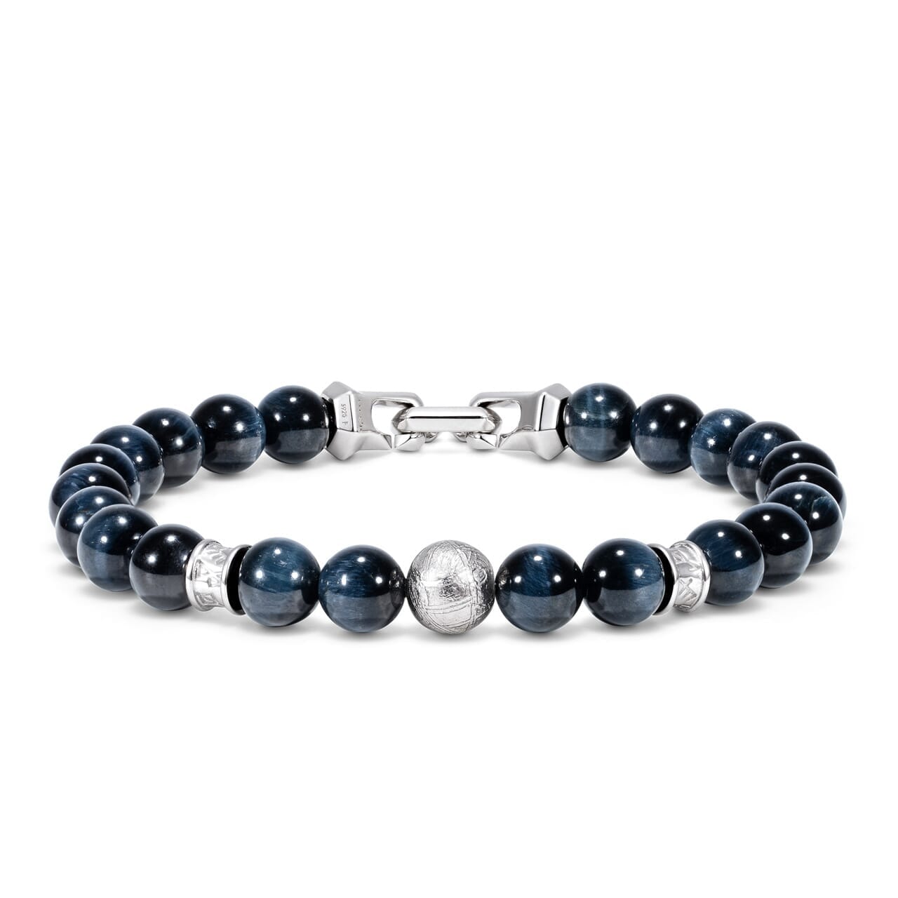 Dragon's Blood Jasper & Swedish Meteorite Beaded Bracelet for Men