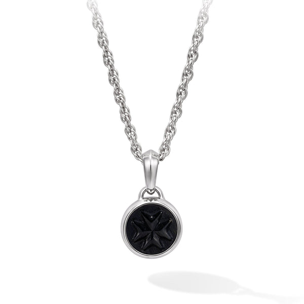 Hawk Eye Maltese Cross Necklace