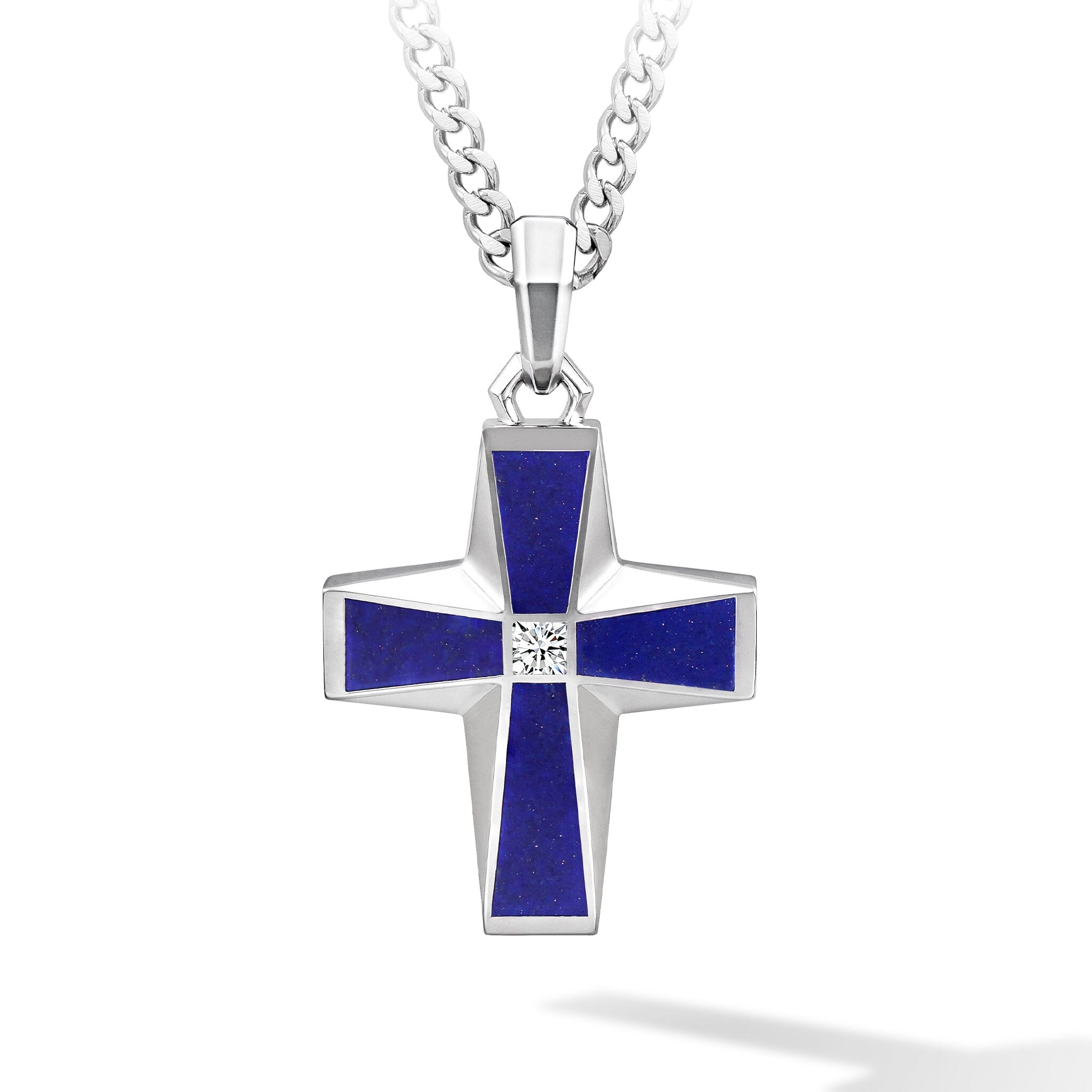 Klein Blue Cross Lapis Lazuli Necklace Necklaces AWNL Stainless Set 55cm 