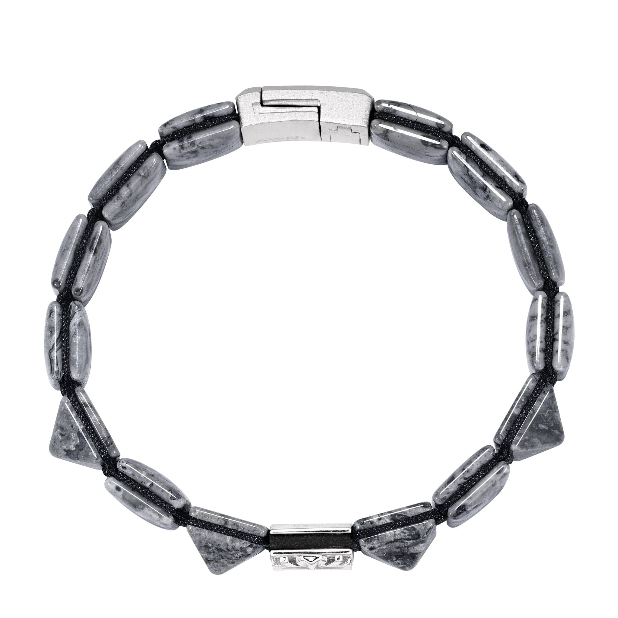 Picasso Jasper & Silver Knight's Cross Flatbead Magnetic Bracelet