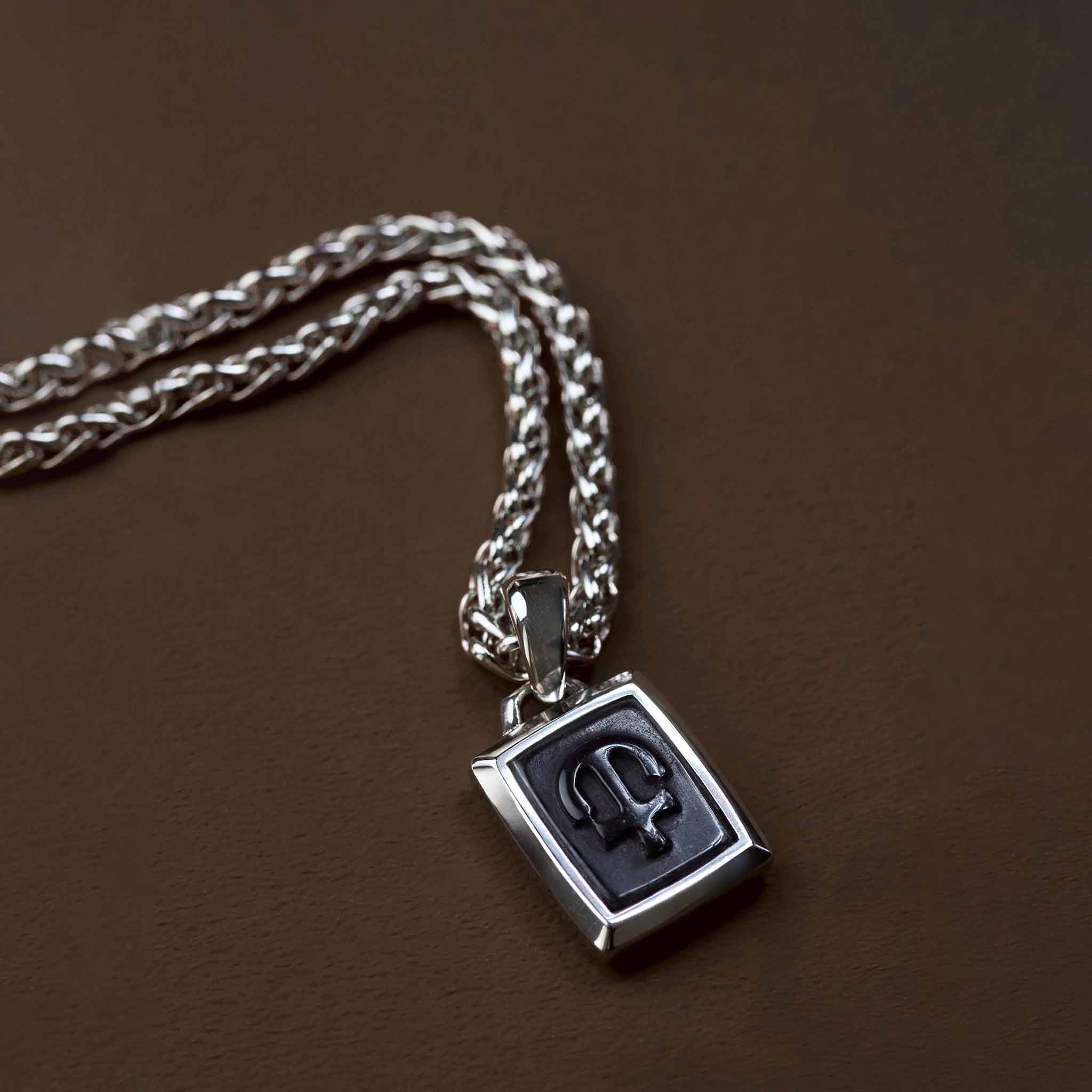 Silver Chain Necklace with Hawk's Eye Pendant for Men | AWNL Stockholm