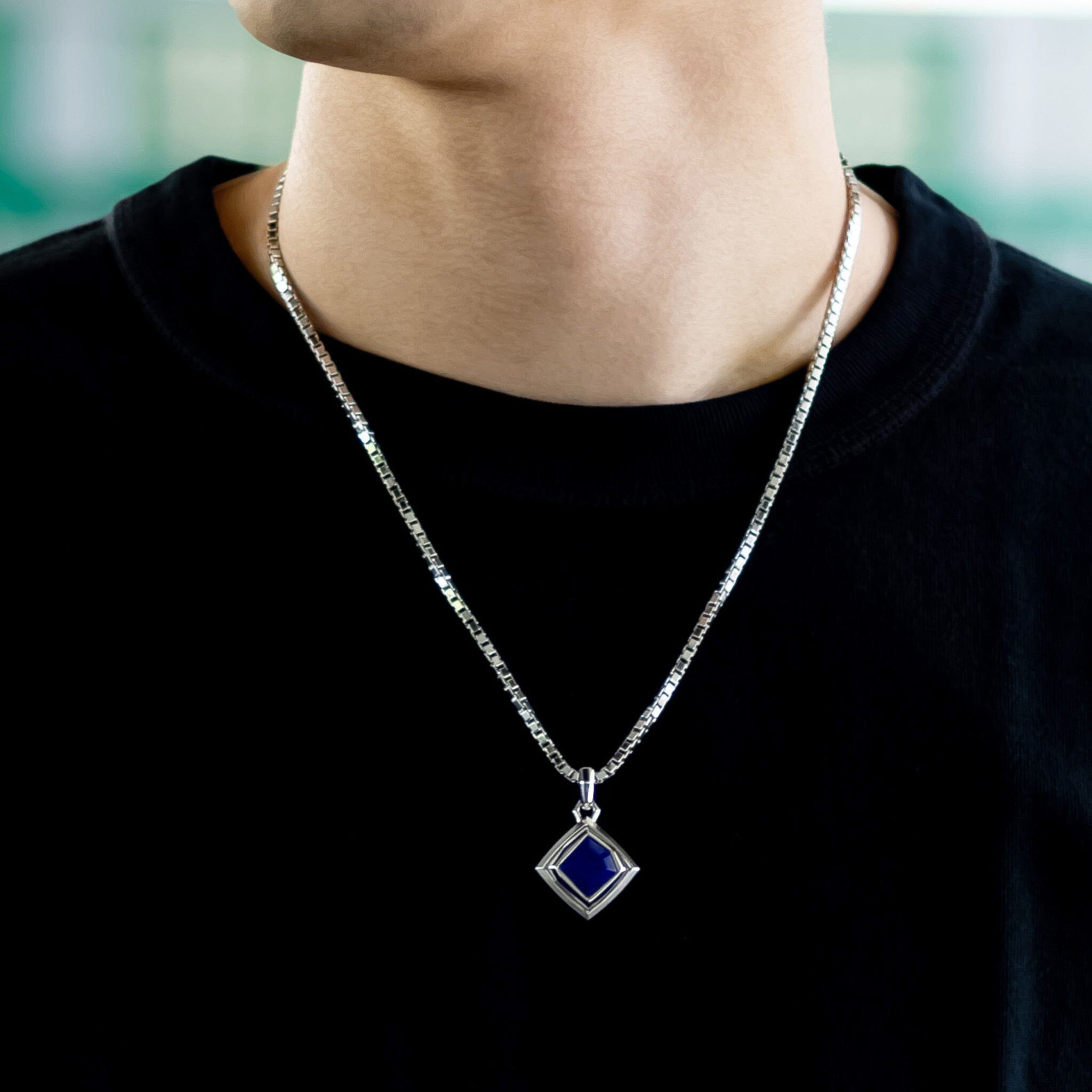 Lapis Lazuli Rhombus Necklace Necklaces AWNL 