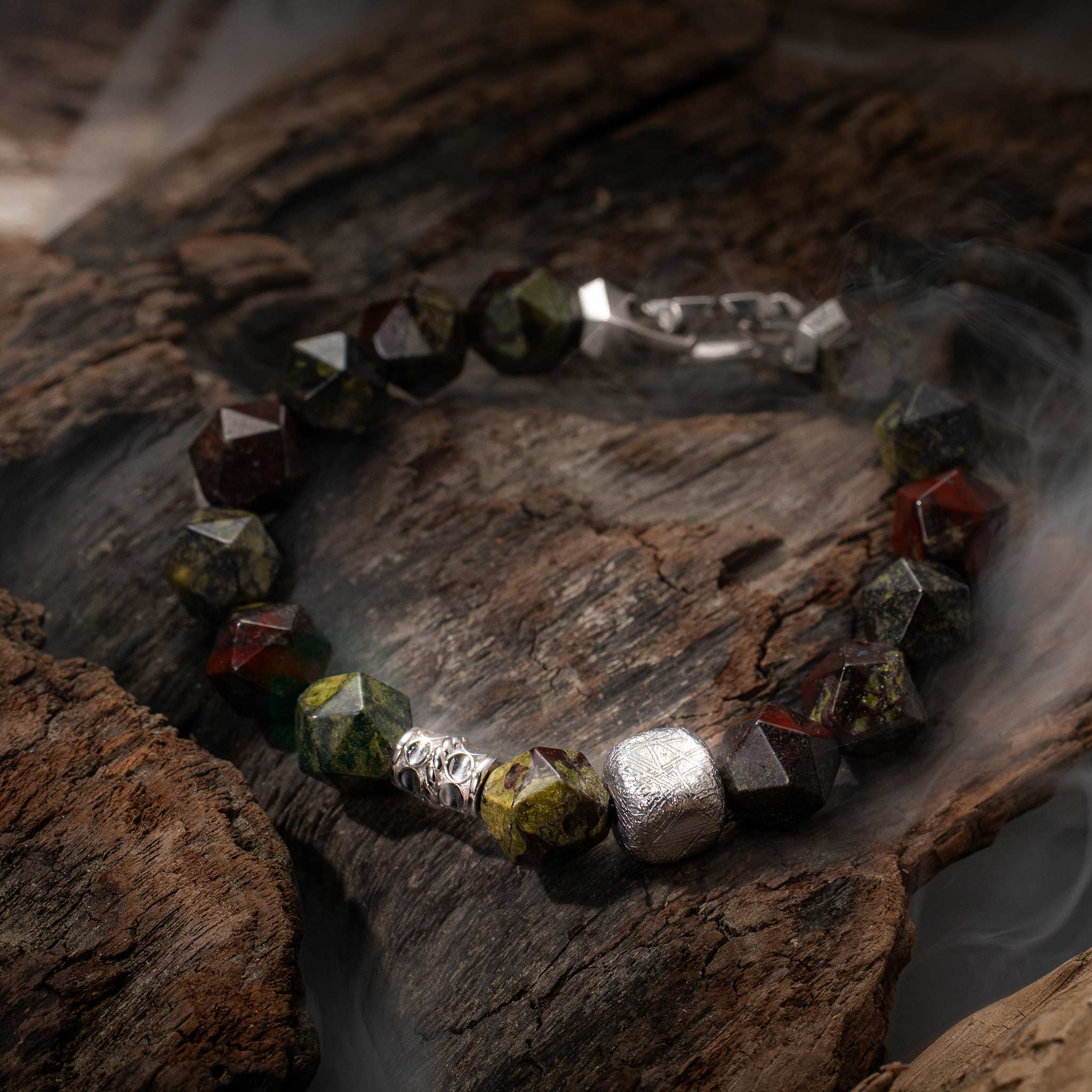 Flex-Lock Bracelet Dragon Blood Jasper & Meteorite