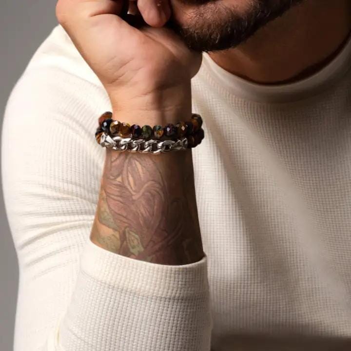 Multicolored Tiger Eye Double Wrap Bracelet Bracelets AWNL 