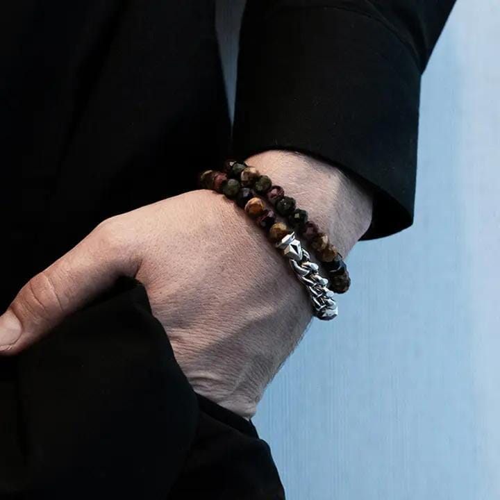 Multicolored Tiger Eye Double Wrap Bracelet Bracelets AWNL 