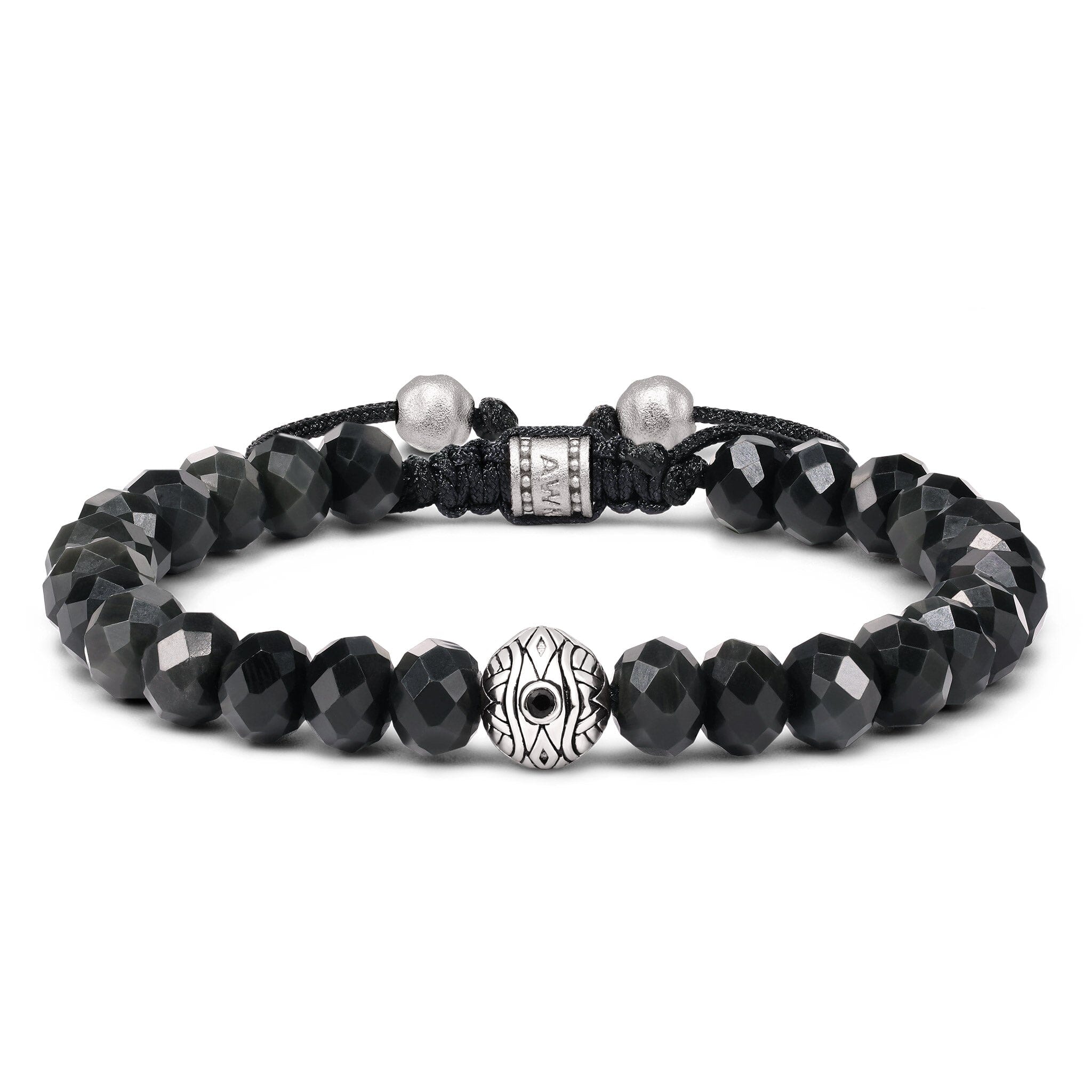 AWNL ブラック ブレスレット Black Onyx & Dumortierite Stretch Beaded Bracelet for Men | AWNL