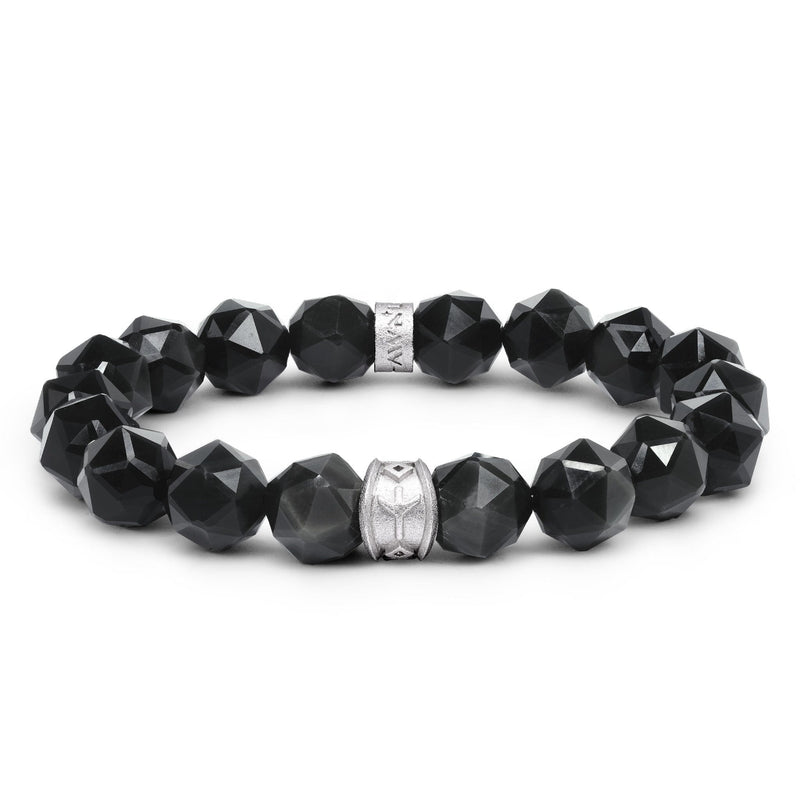 Algiz Bracelet Black Obsidian