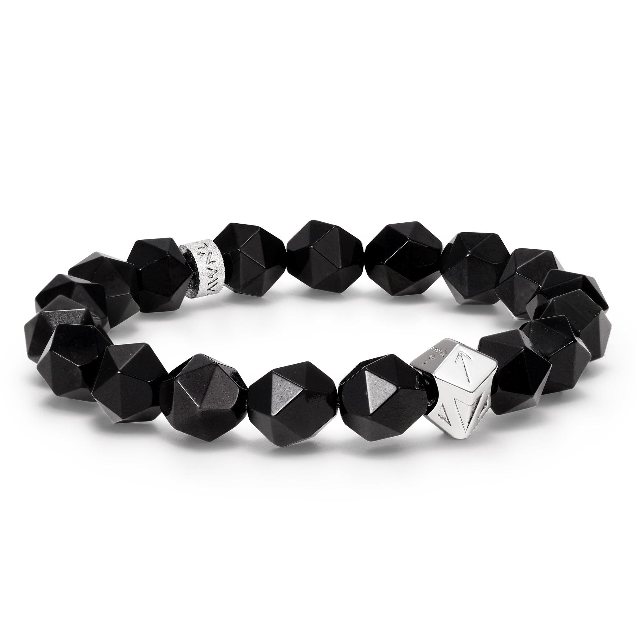 Obsidian and Runes Charm Beaded Bracelet for Men | AWNL Stockholm