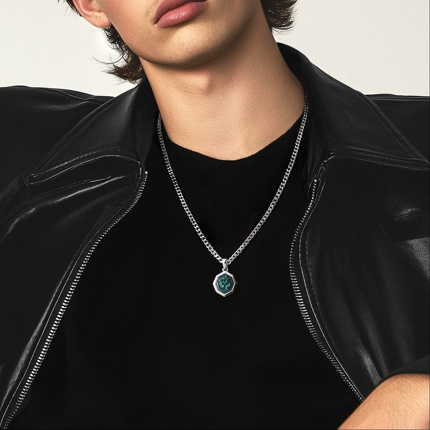 Om Sanskrit Multicolor Gemstone Necklace Necklaces AWNL 