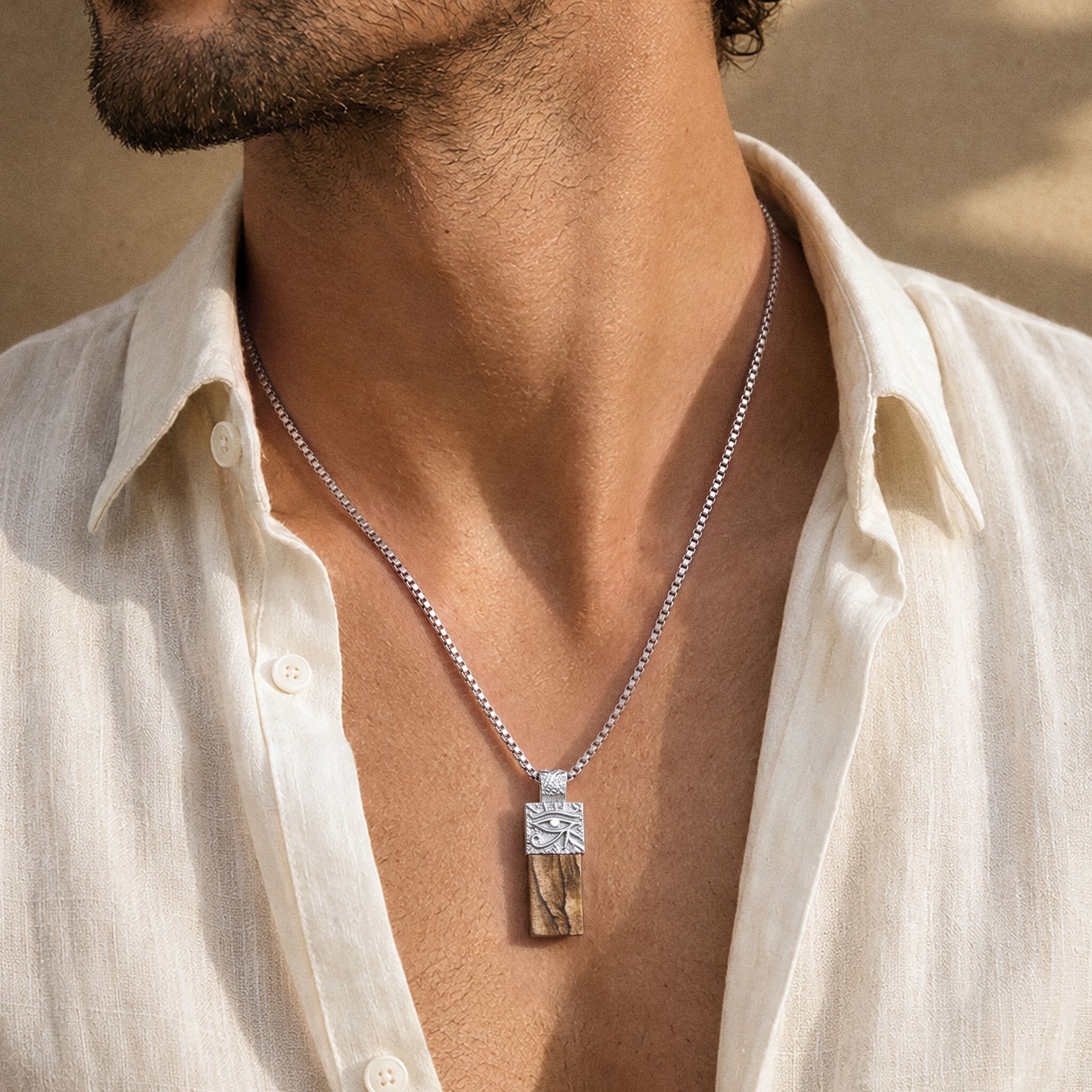Picture Jasper Eye of Horus Pendant Necklace for Men | AWNL Stockholm