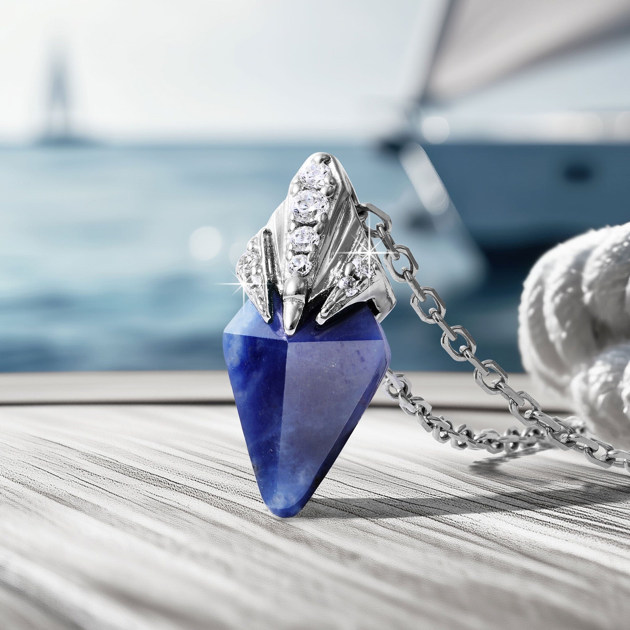 Poseidon Trident Sodalite Necklace for Women Necklaces AWNL 