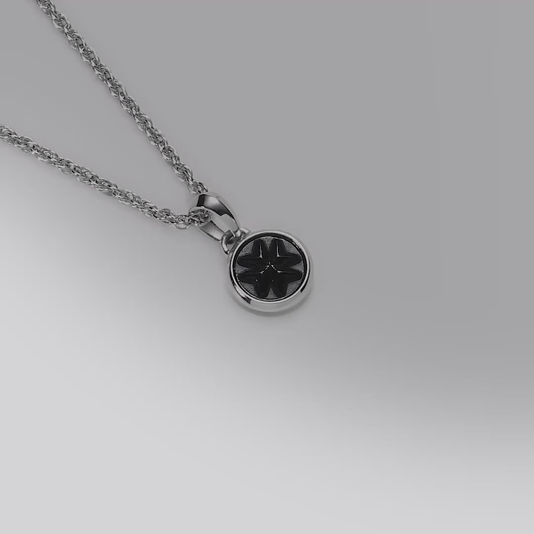 Silver Chain Necklace with Hawk's Eye Pendant for Men | AWNL Stockholm
