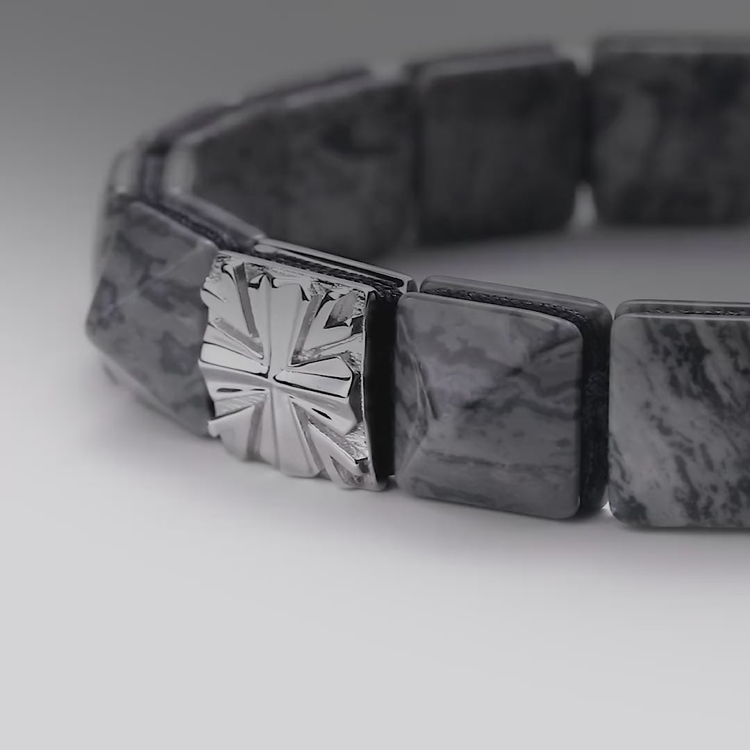 アクセサリー pablo Picasso Jasper & Silver Knight's Cross Flatbead Magnetic Bracelet