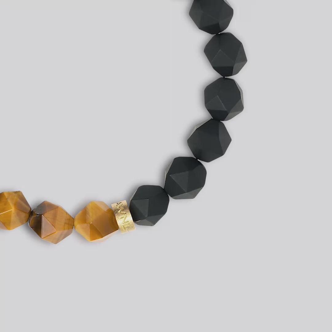 Tiger Eye & Onyx Faceted Beaded Stretch Bracelet for Men