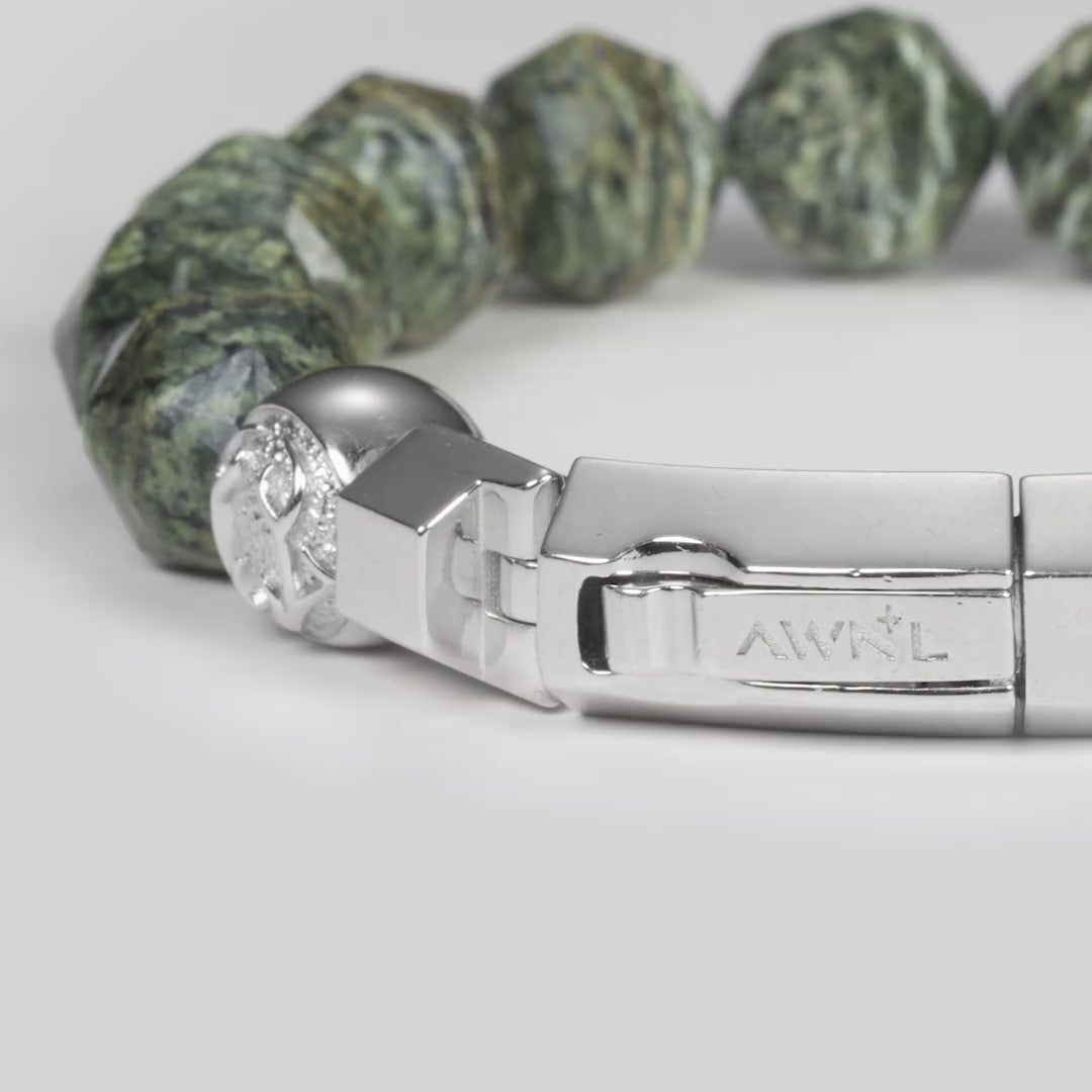 Green Zebra Jasper Half-Chain Bracelet for Men | AWNL Stockholm
