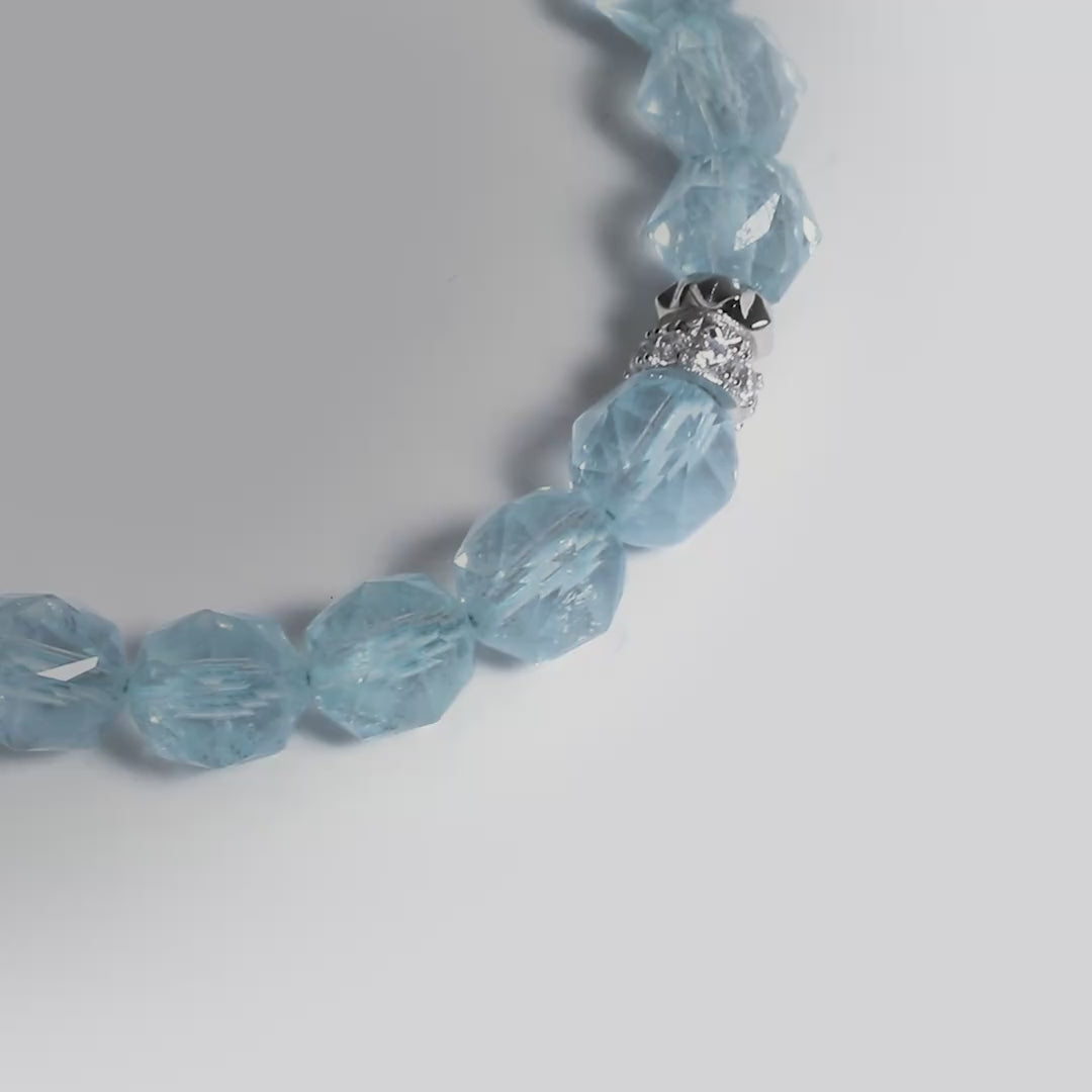 Rosa Roxburghii Aquamarine Beaded Bracelet