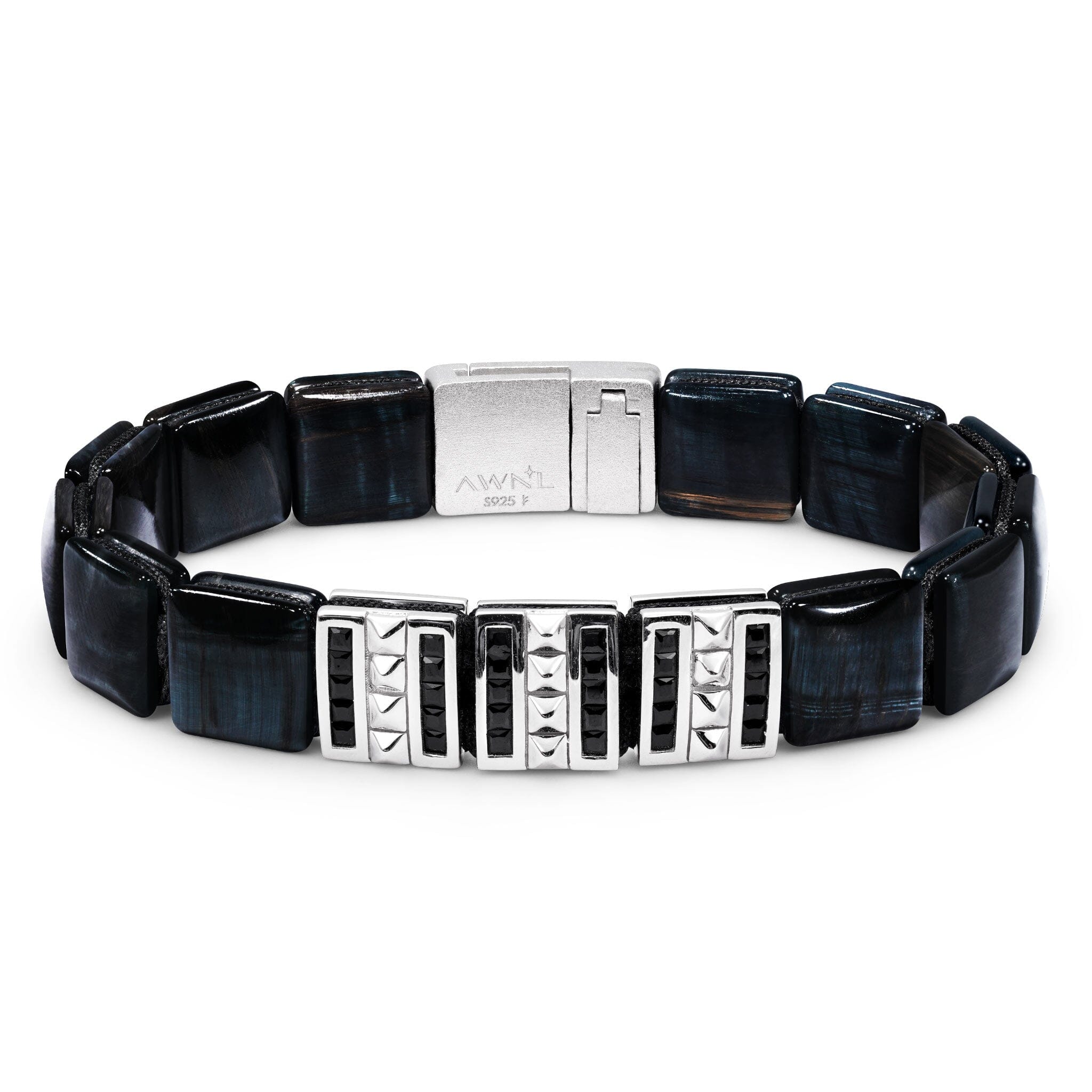 Blue Tiger Eye Gate of Fate Flatbead Magnetic Bracelet for Men