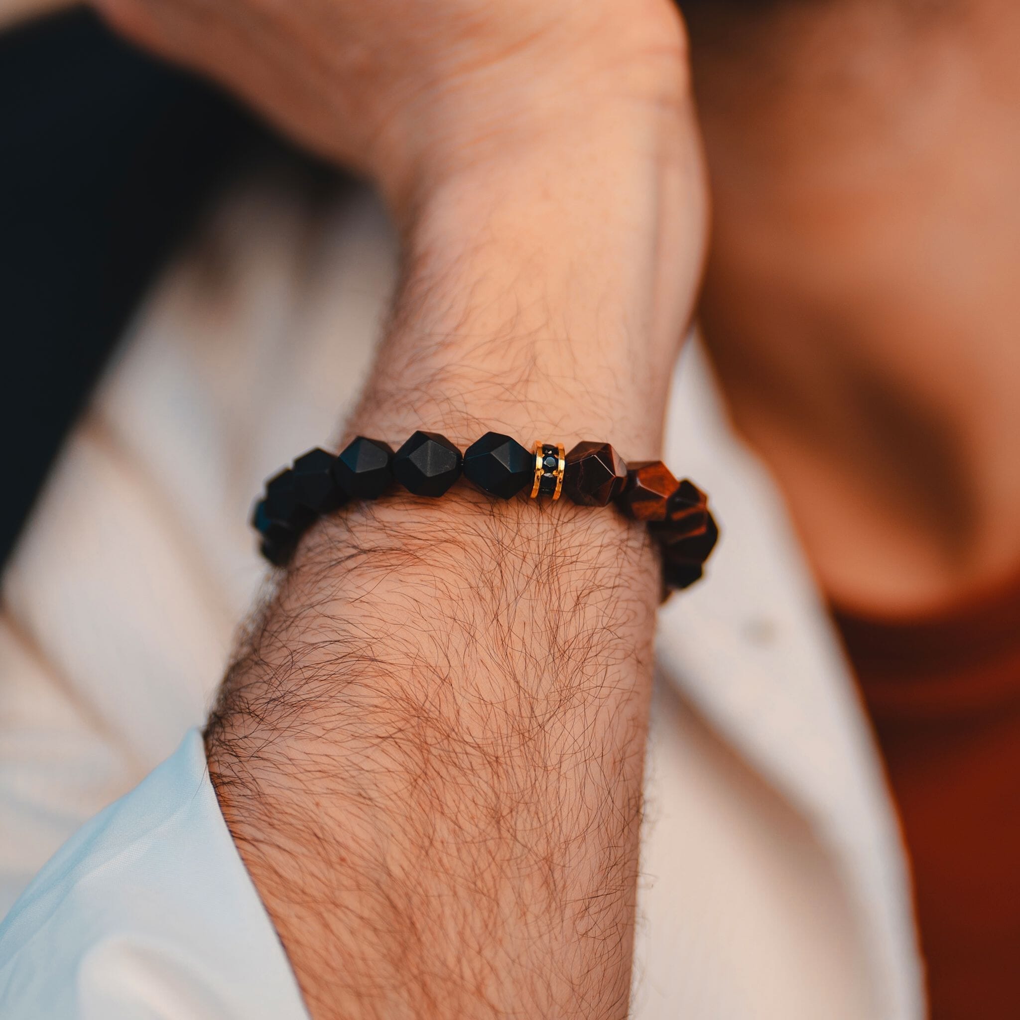 Roaring Tiger Bracelet Onyx & Red Tiger Eye Bracelets AWNL 