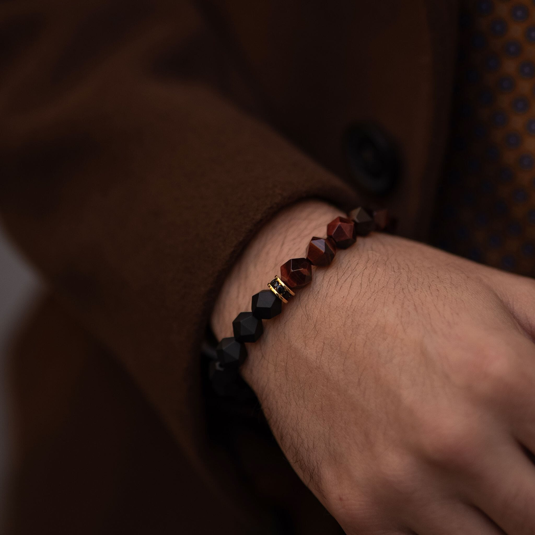 Roaring Tiger Bracelet Onyx & Red Tiger Eye Bracelets AWNL 