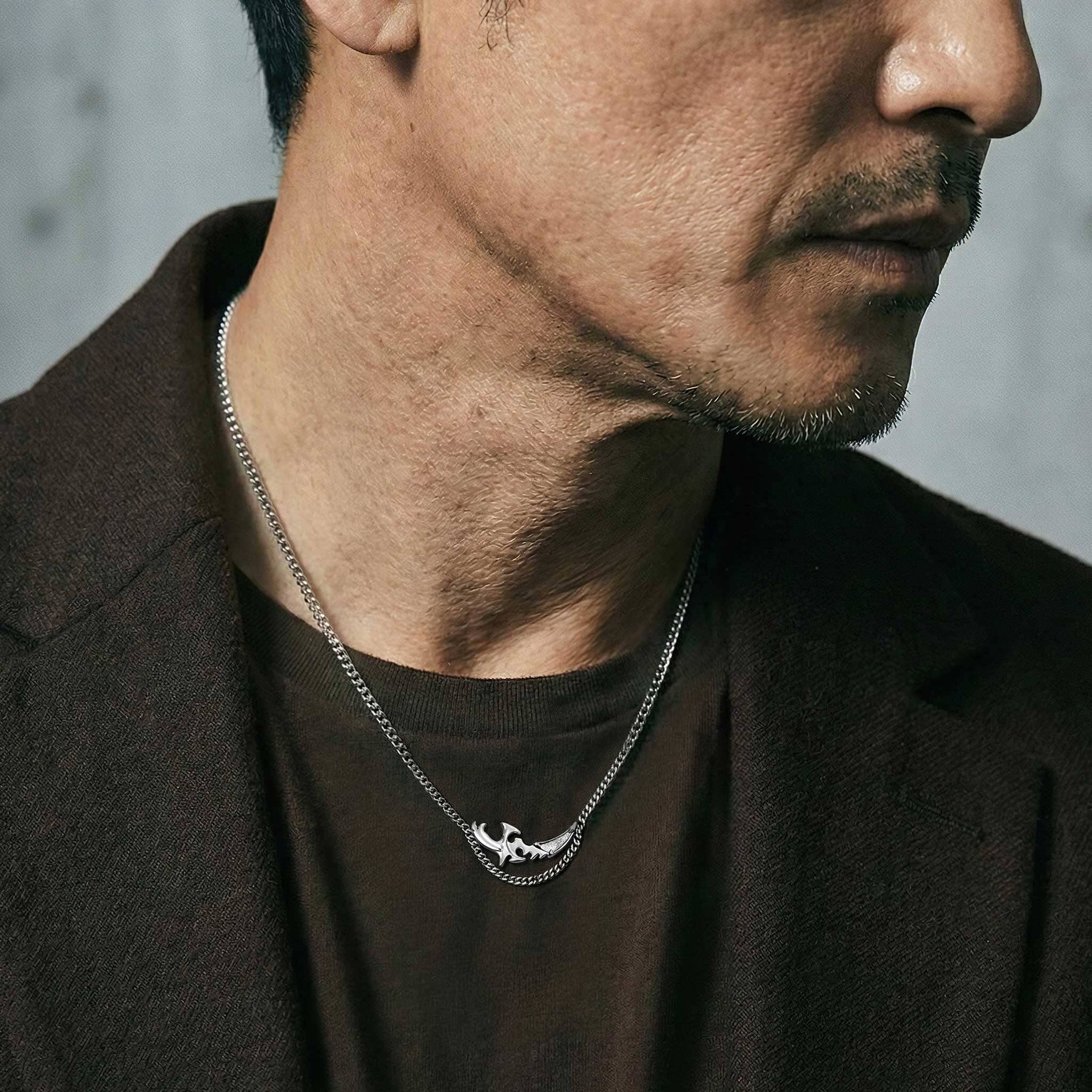 Rime Blade Curb Necklace Meteorite Necklaces AWNL 