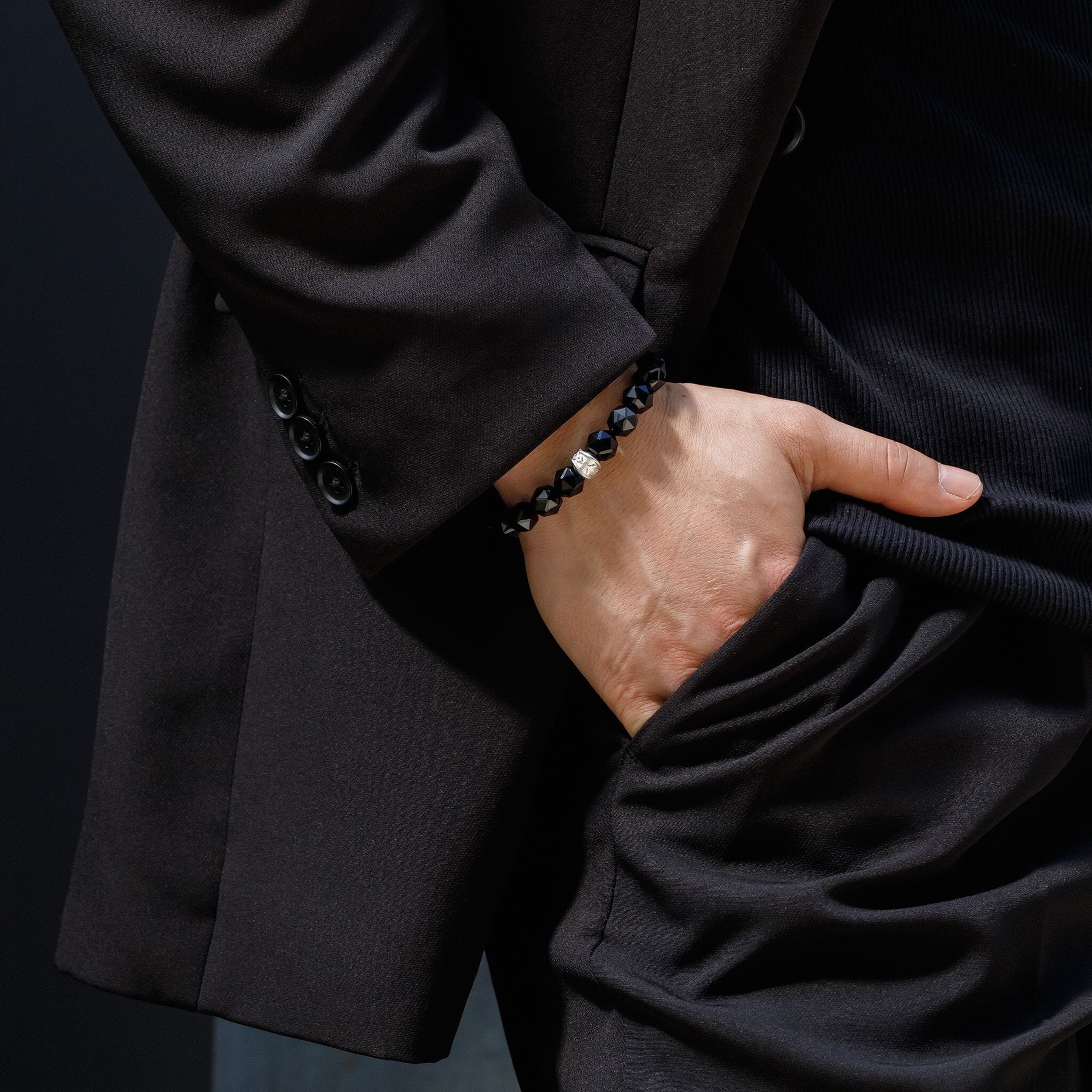 Algiz Bracelet Black Obsidian Bracelets AWNL 