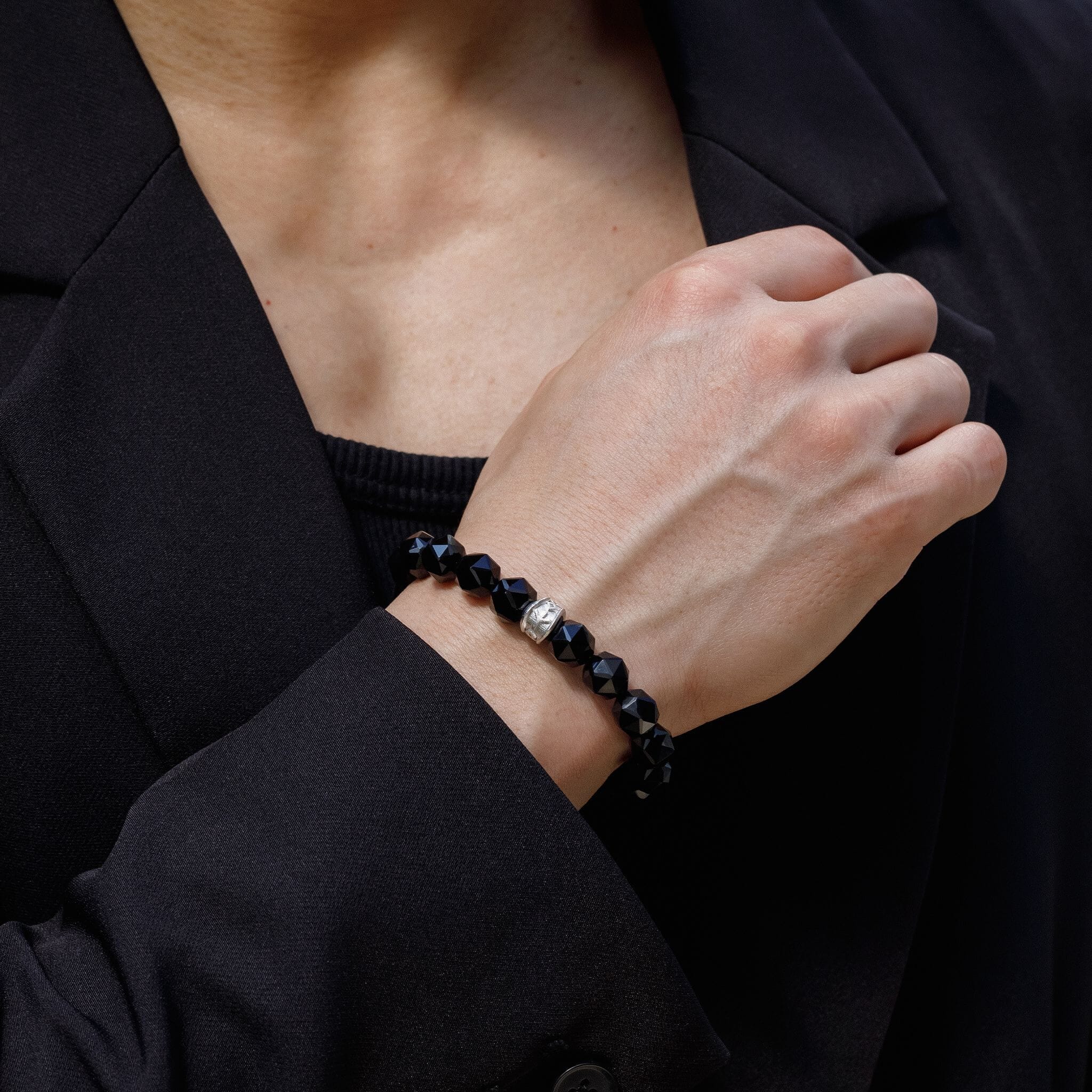 Algiz Bracelet Black Obsidian Bracelets AWNL 