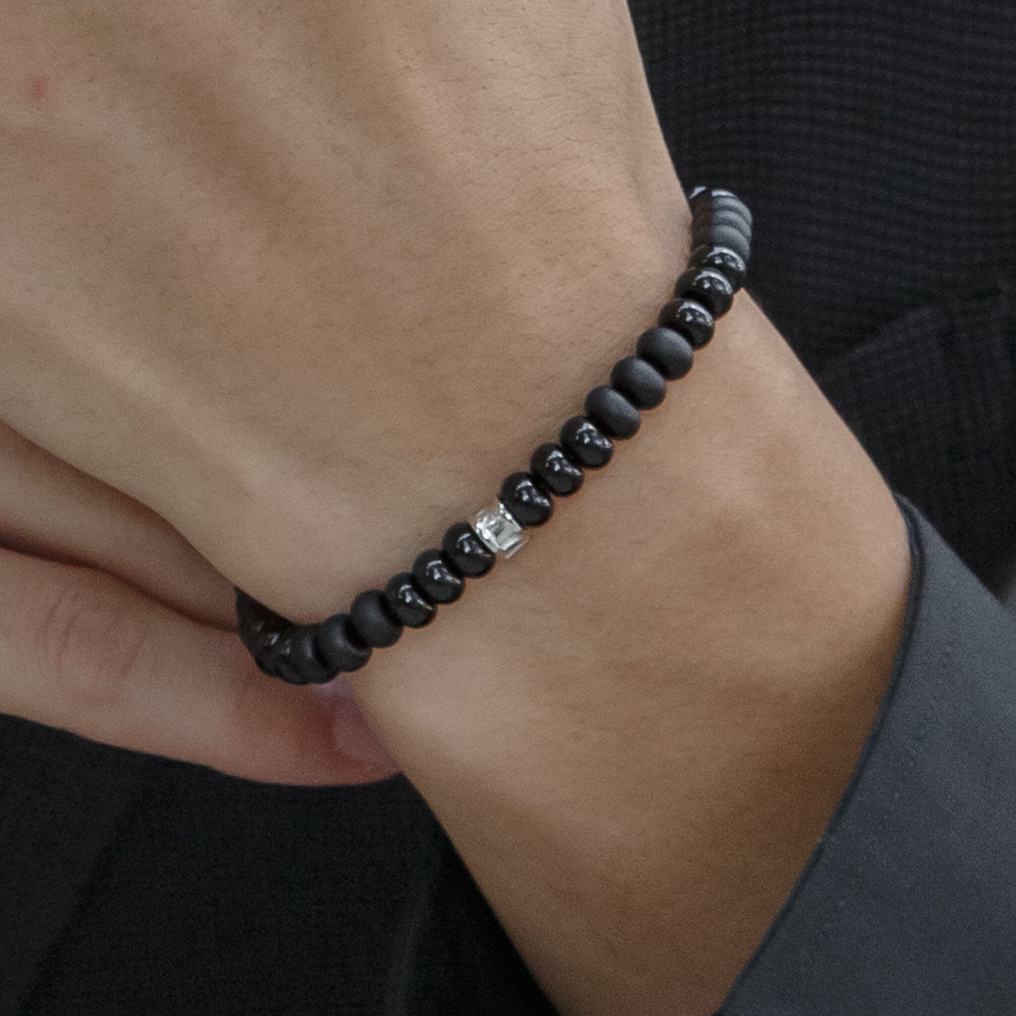 Rune Rondelle Bracelet Onyx Bracelets AWNL 
