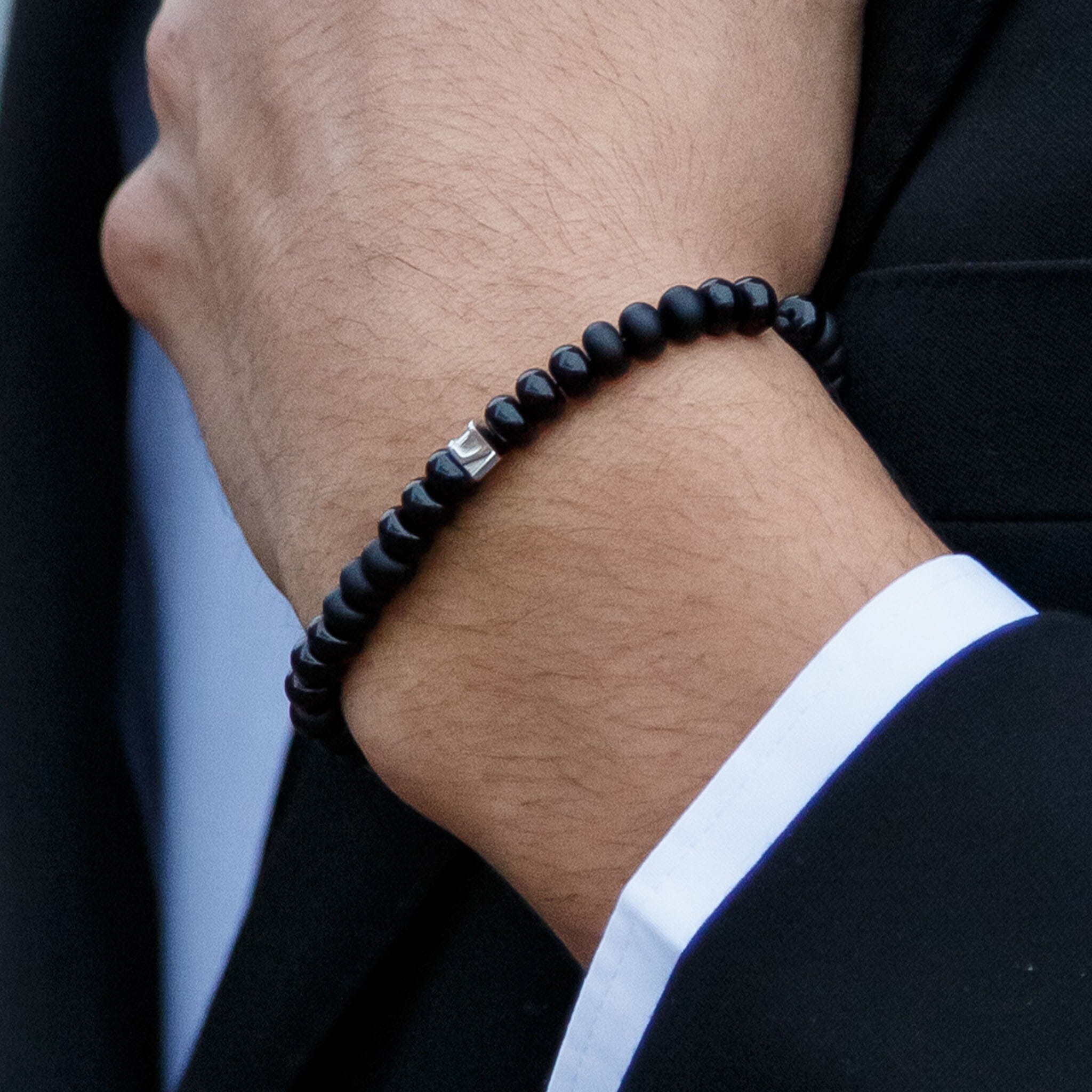 Rune Rondelle Bracelet Onyx Bracelets AWNL 