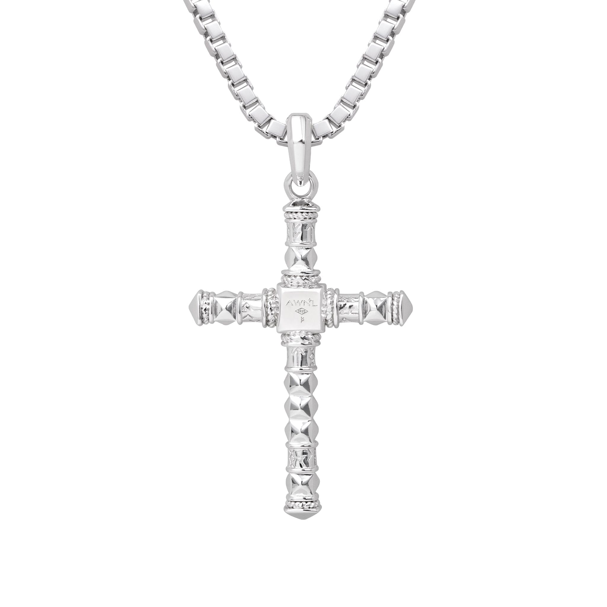 Runes-Engraved Meteorite Cross Necklace Necklaces AWNL 