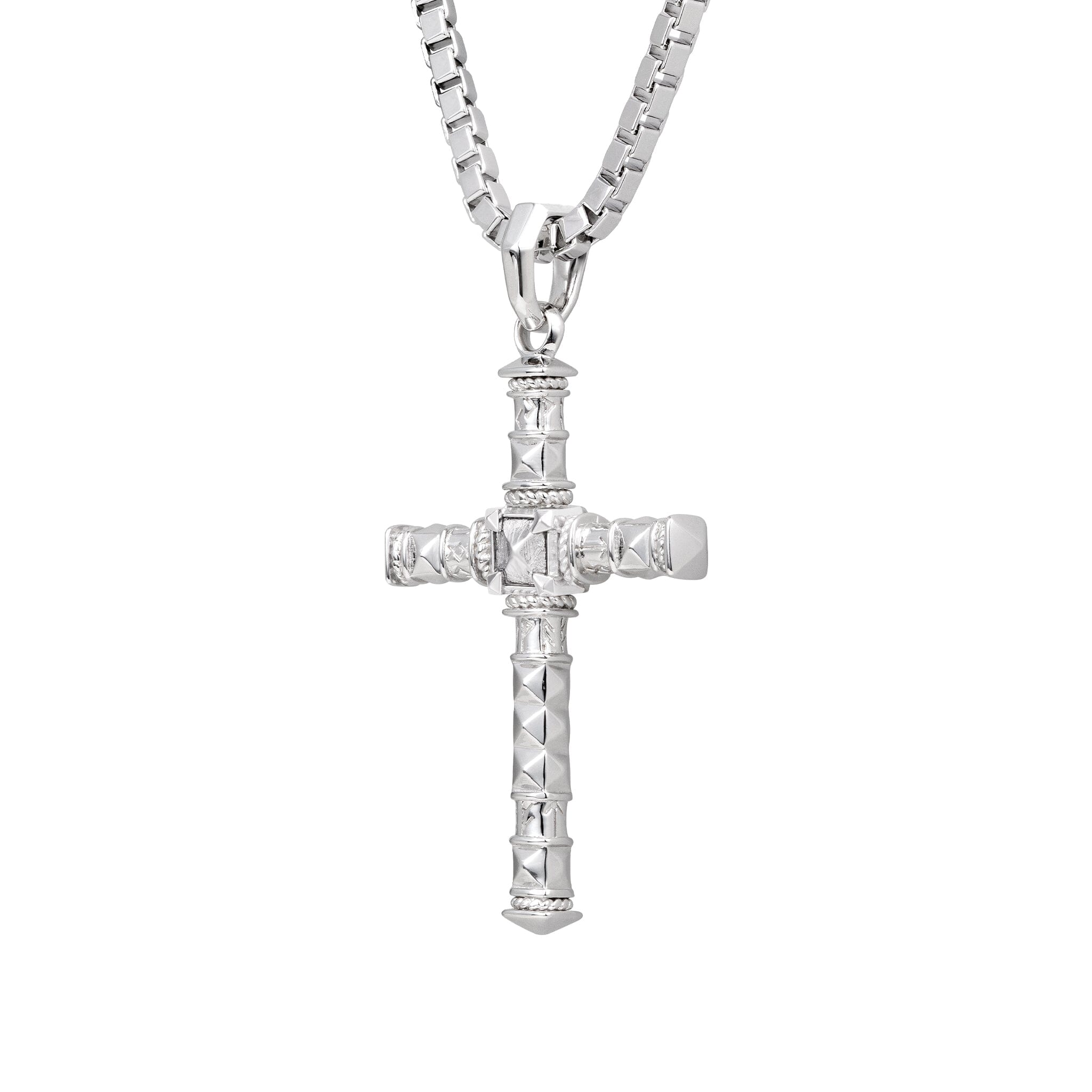 Runes-Engraved Meteorite Cross Necklace Necklaces AWNL 