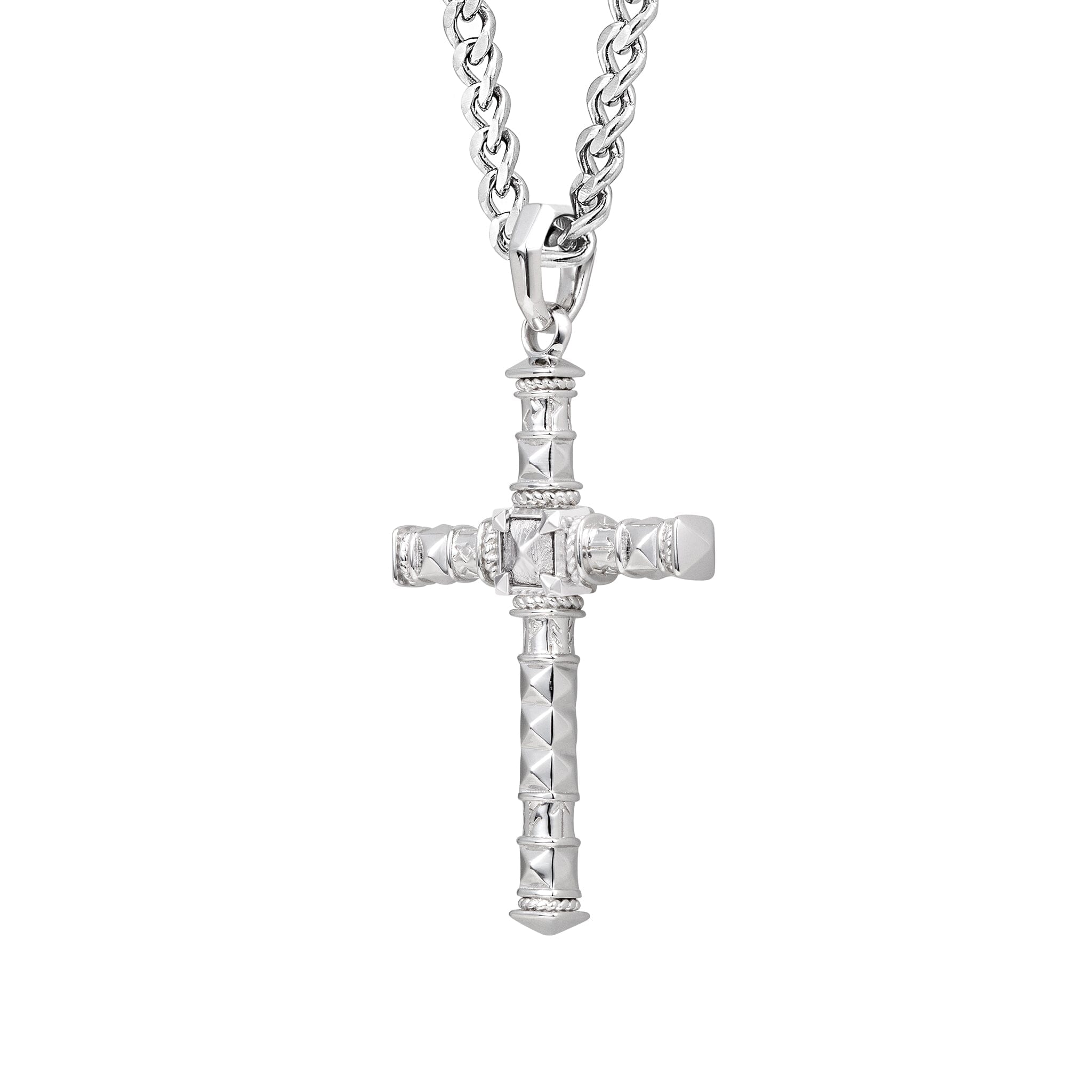 Runes-Engraved Meteorite Cross Necklace Necklaces AWNL 